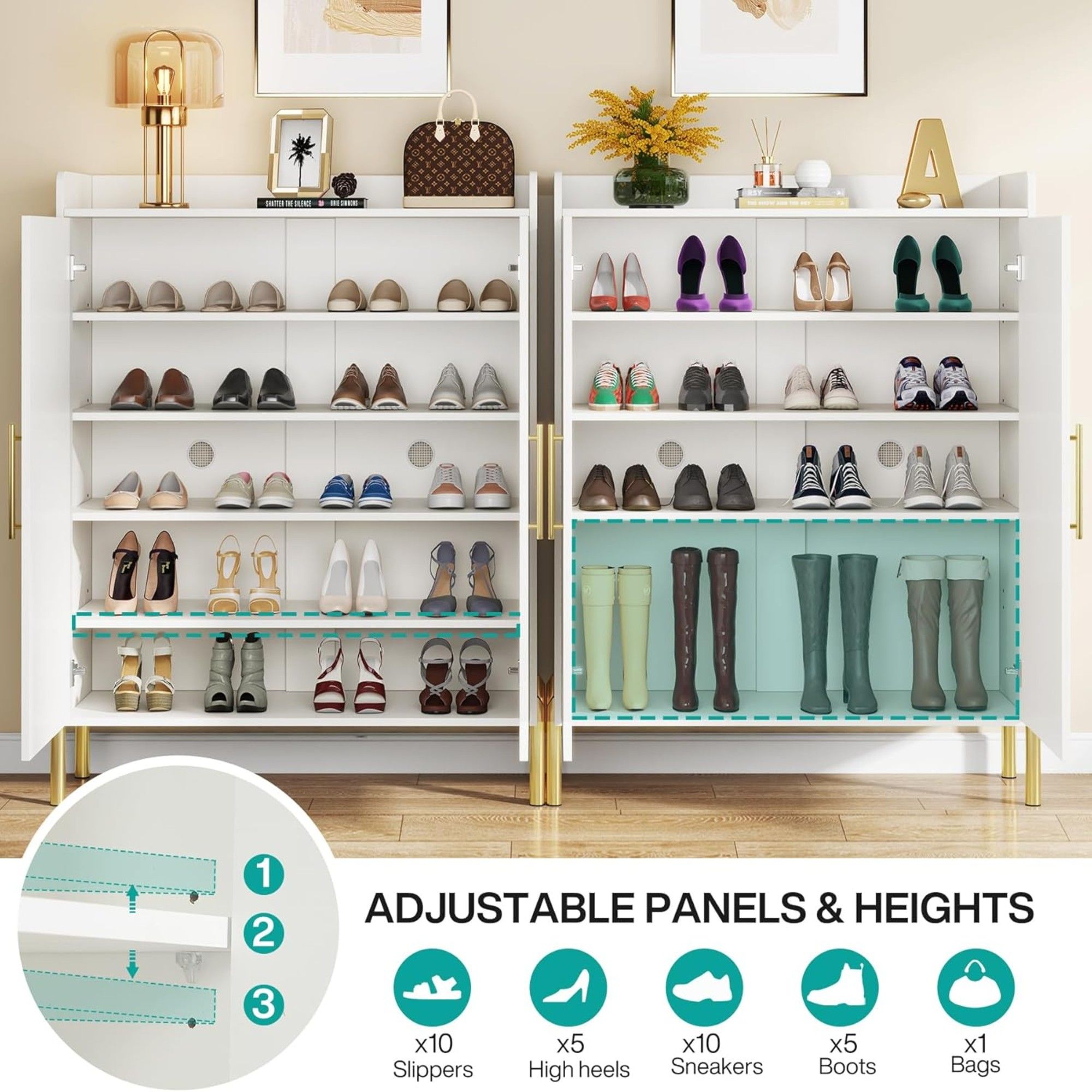 6 Tier Entryway Shoe Cabinet With Doors