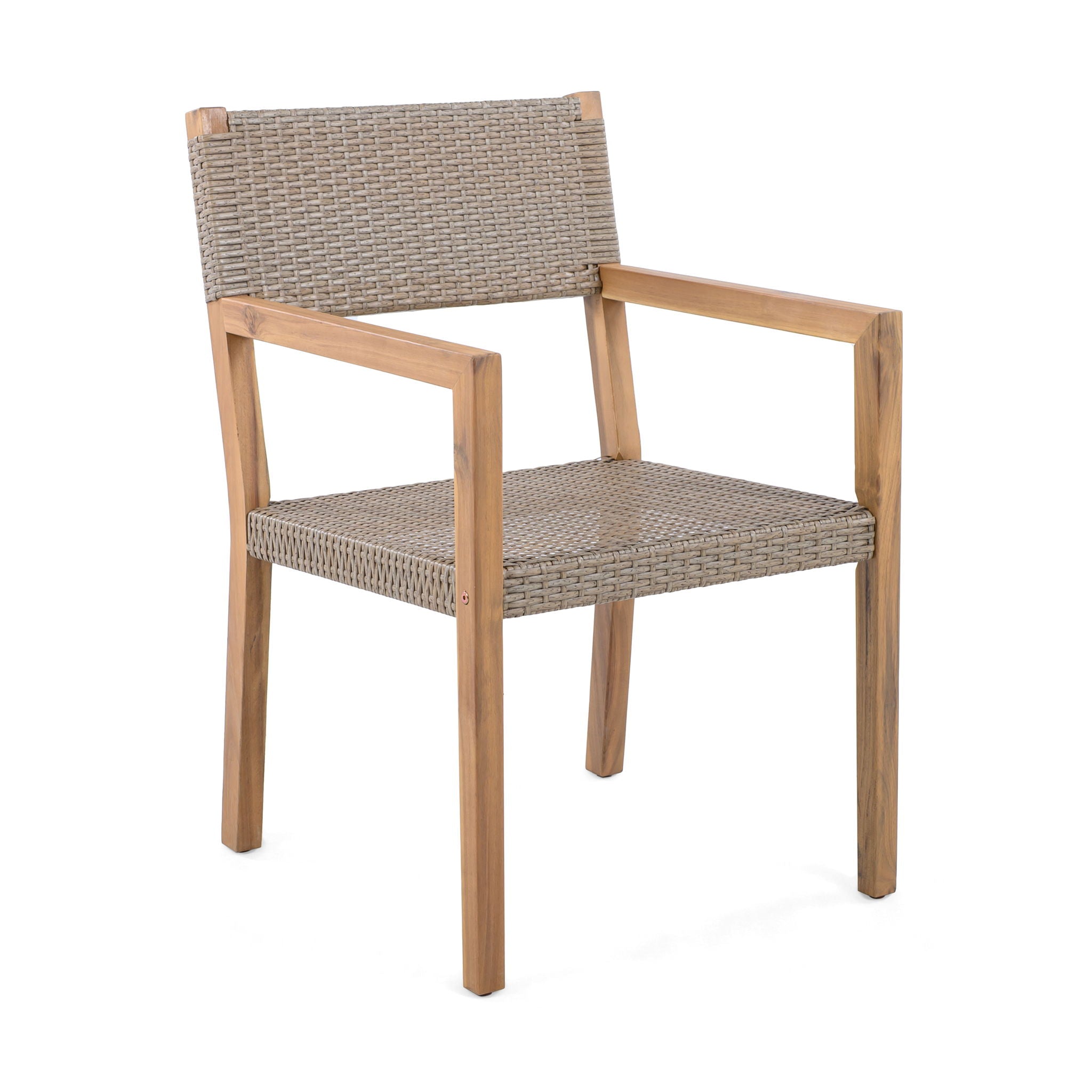Outdoor Dining Chairs For Patios, Gardens (Set of 2) - Light Brown Multi / Light Teak