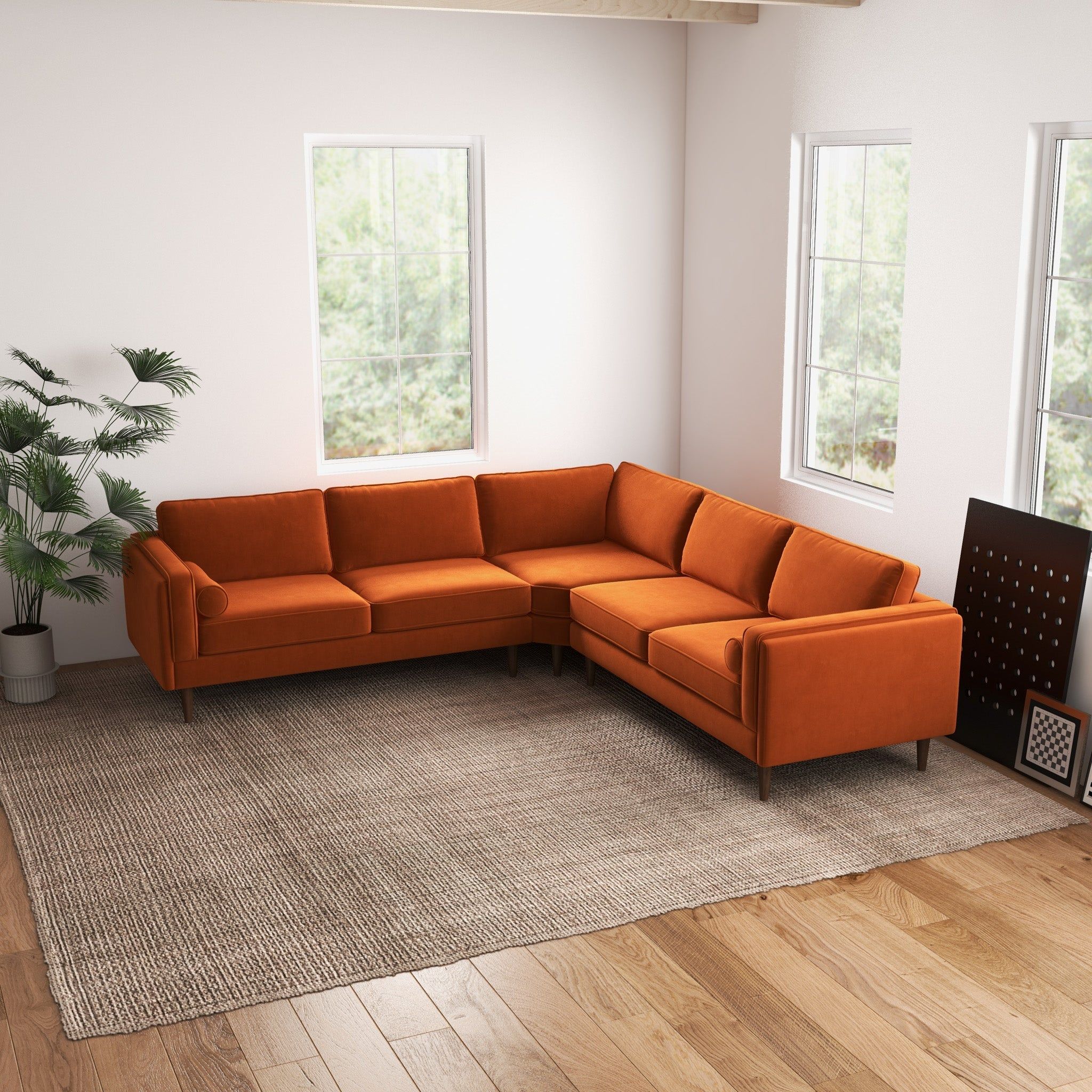 Amber - Velvet Corner Sectional Sofa - Best Buy Furniture