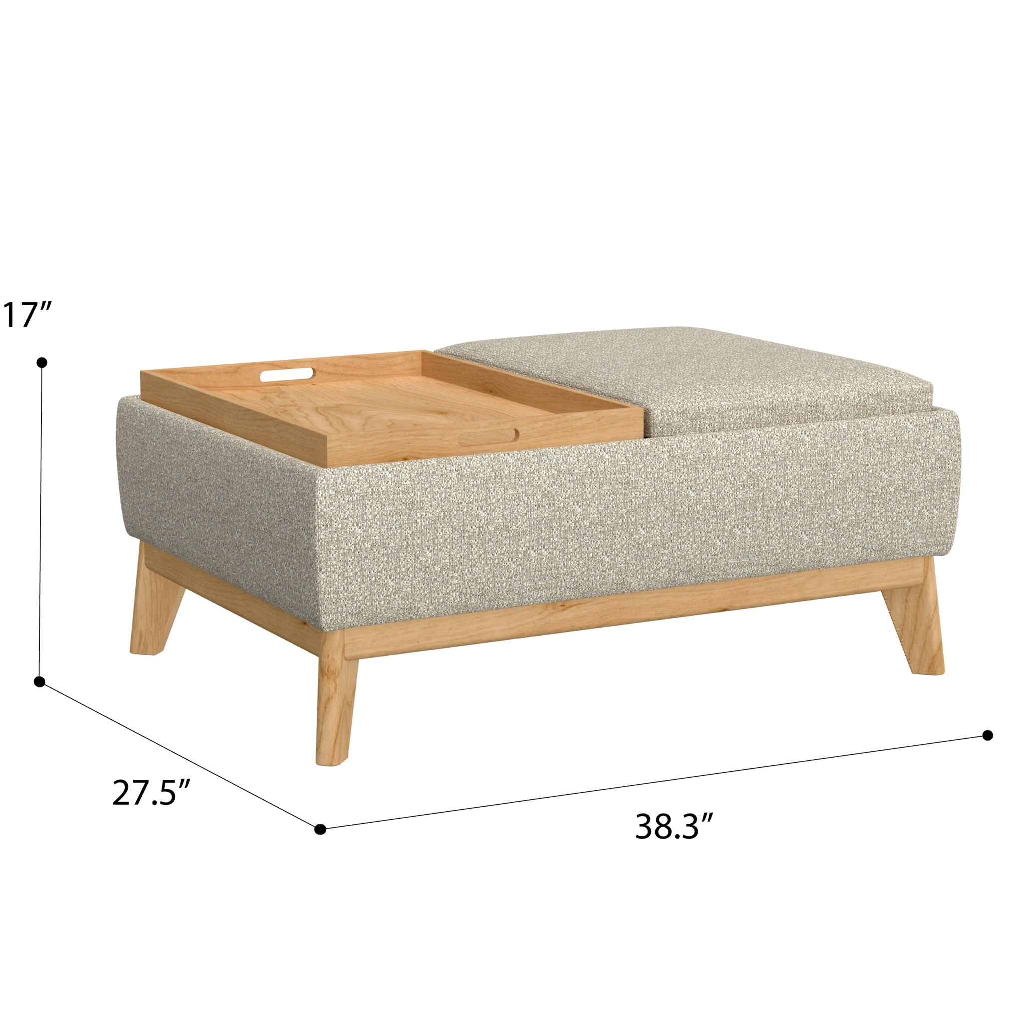 Reversible Tray Ottoman - Tan