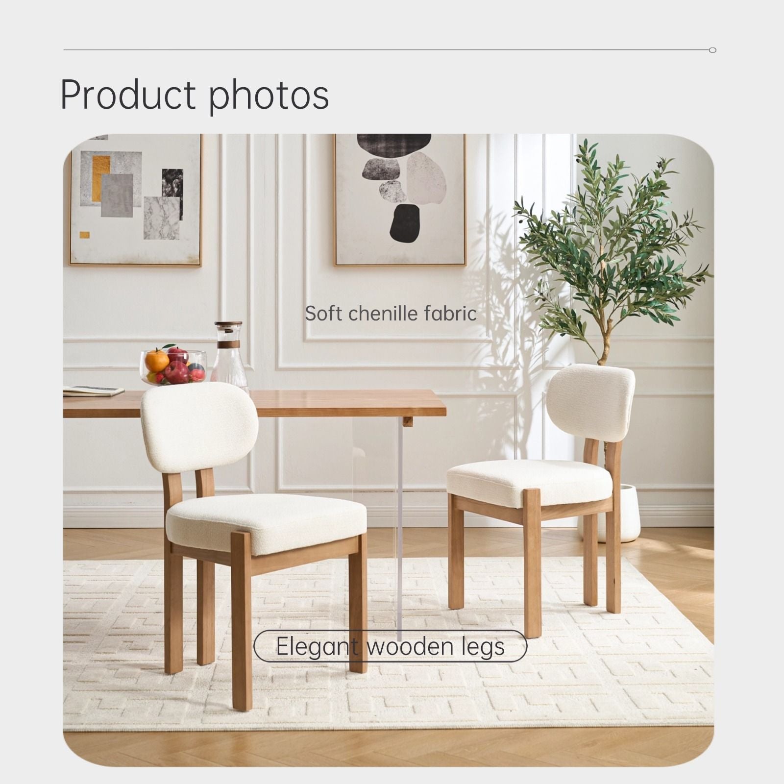 Dining Chairs With Ergonomic Backrest And Adjustable Feet (Set of 2)