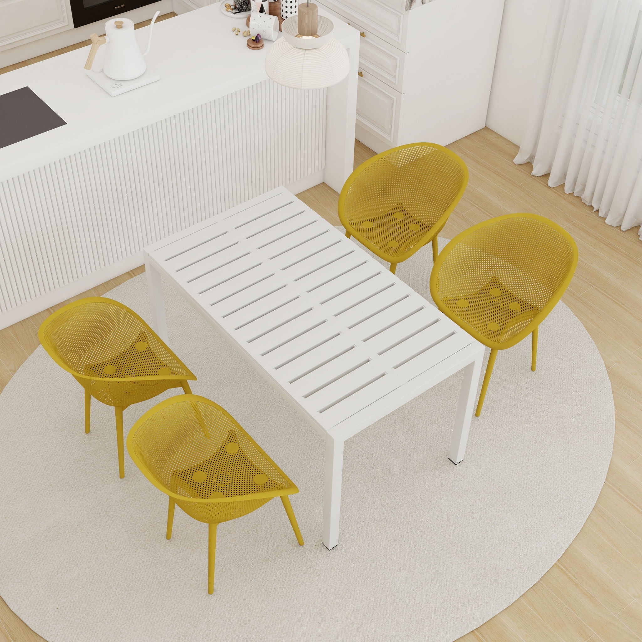 2 Piece Durable Single Chair With Mesh Hollow Out Design