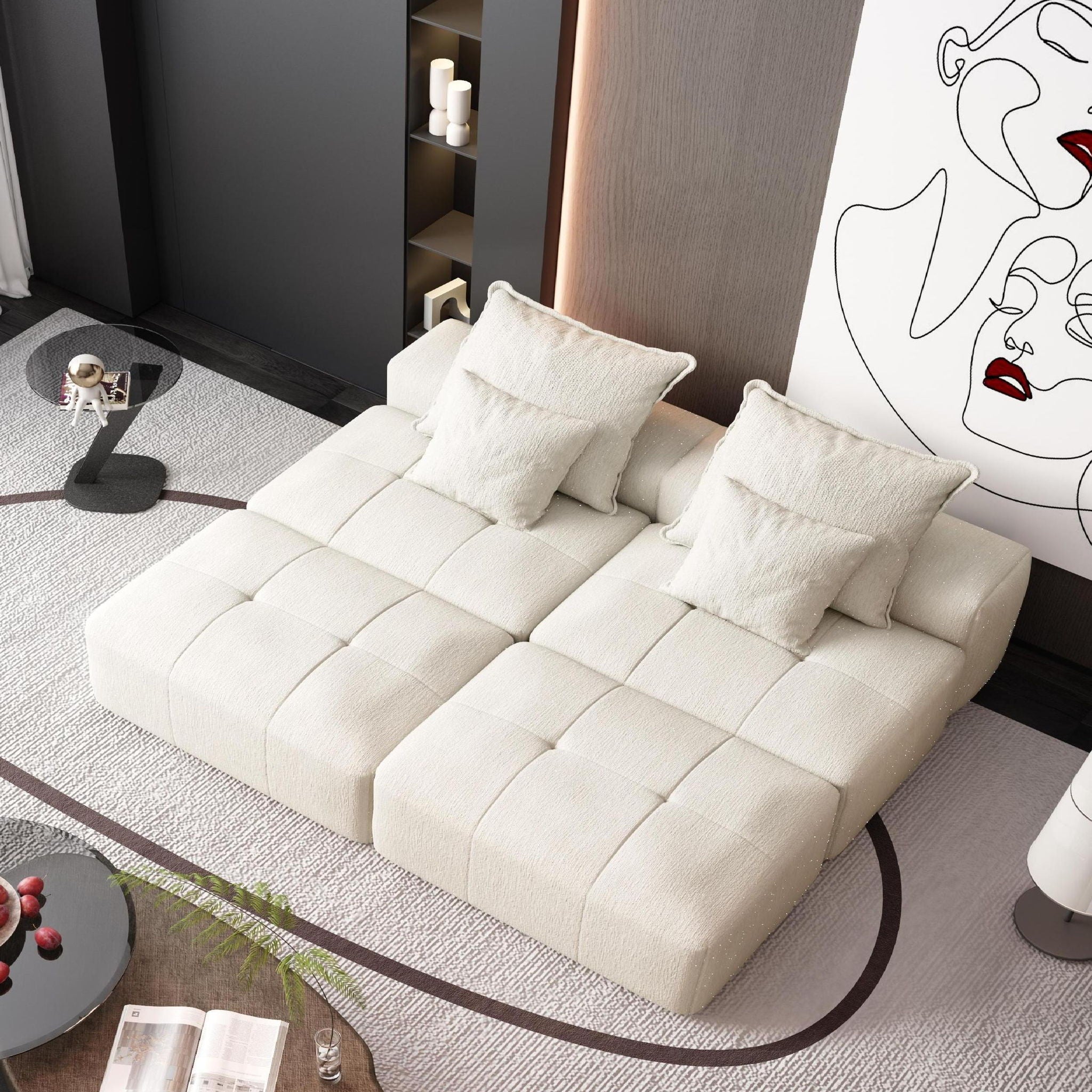 Modern Oversized Diy Combination Modular Sectional Sofa With Pillows