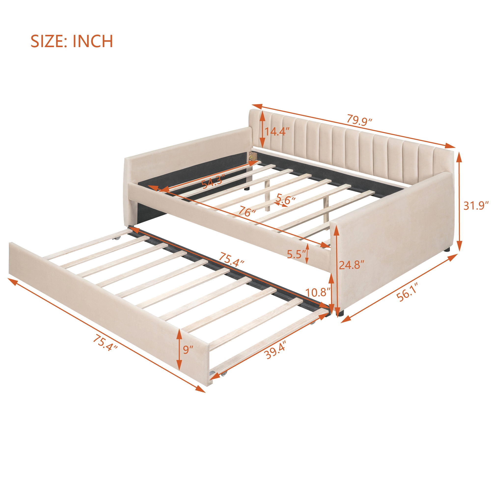 Upholstered Daybed With Slat Support
