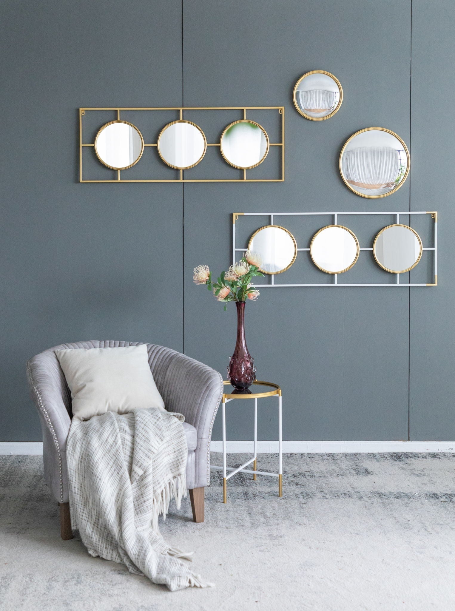 3 Mirror Piece Wall Mirror in Rectangular Frame