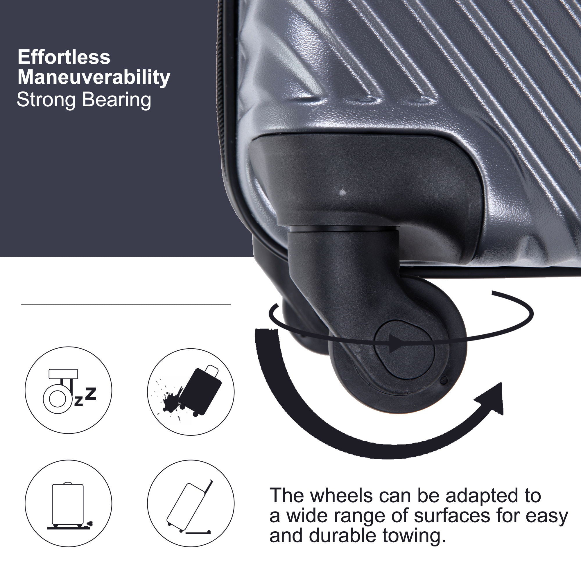 3 Piece Luggage Sets Lightweight Suitcase With Two Hooks, Spinner Wheels,