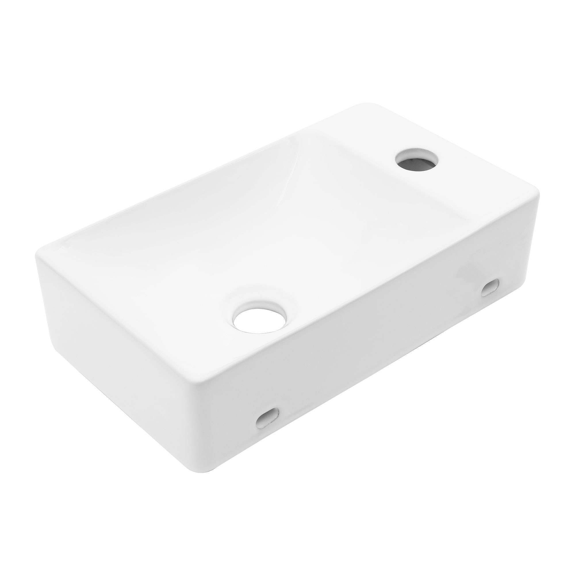 Modern Ceramic Rectangle Wall Mount Bathroom Sink With Single Faucet Hole