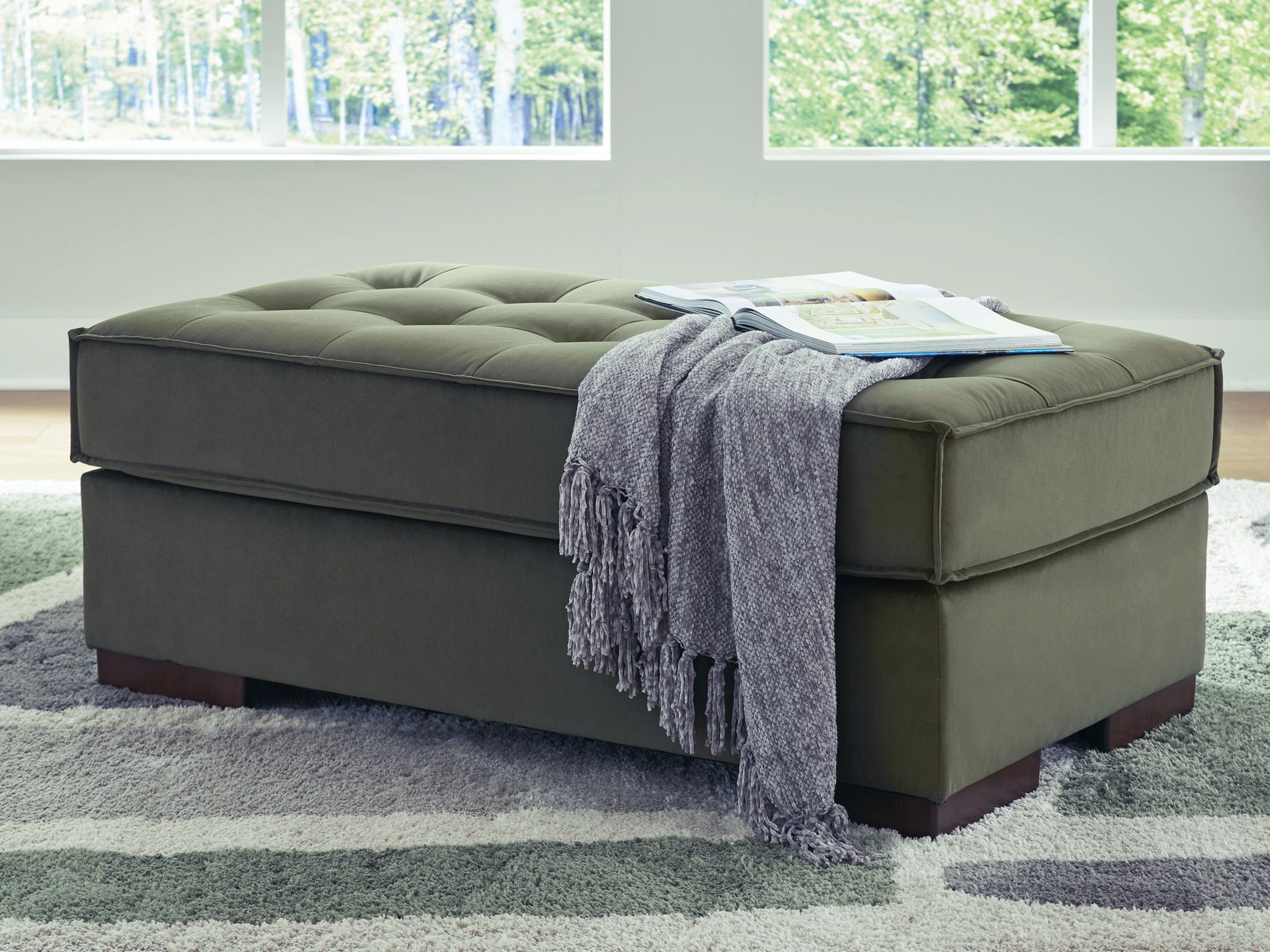 Caspian-Town - Olive - Oversized Accent Ottoman
