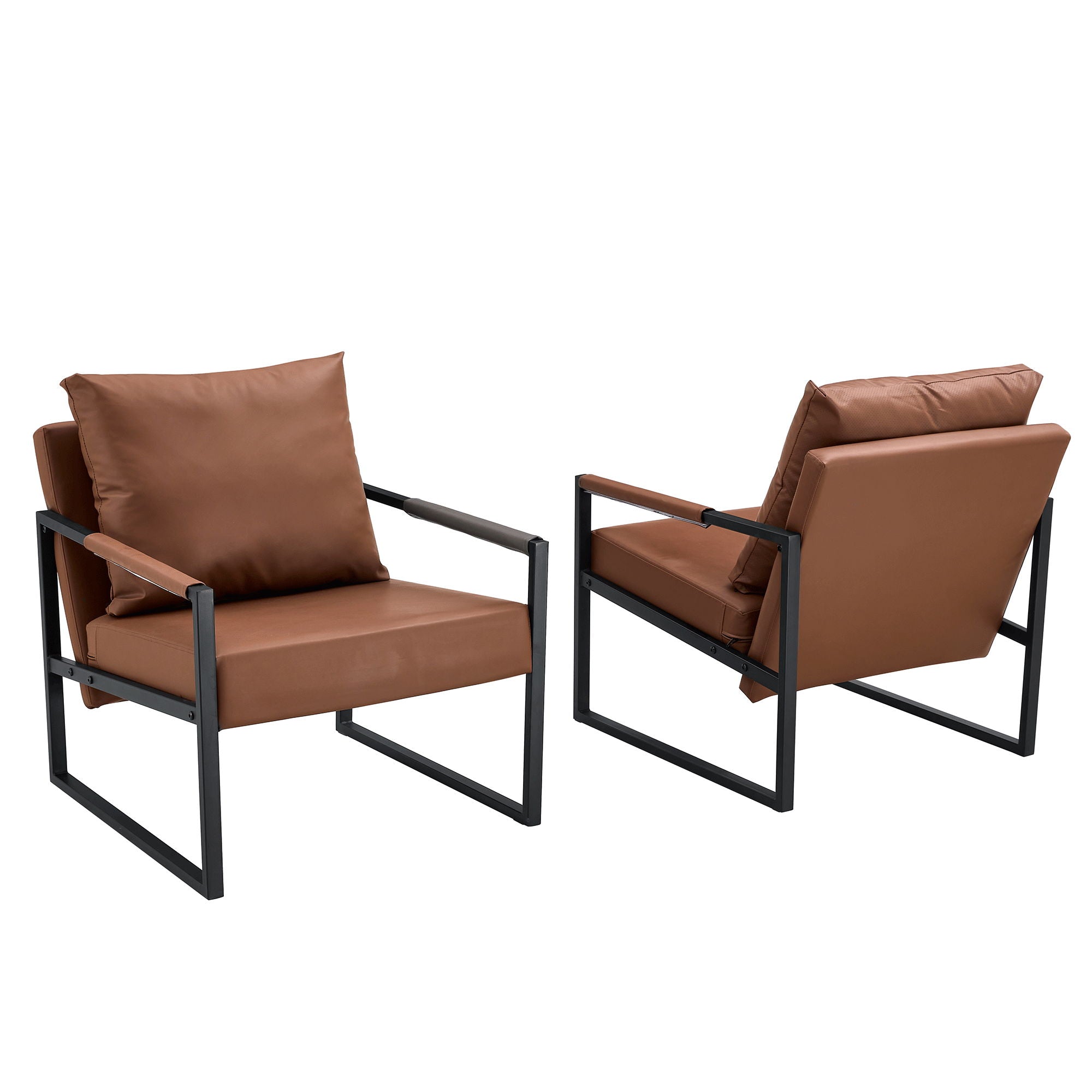 Classic Leather And Metal Frame Sofa, Ergonomically Designed, A Perfect Blend Of Modern And Industrial Styles