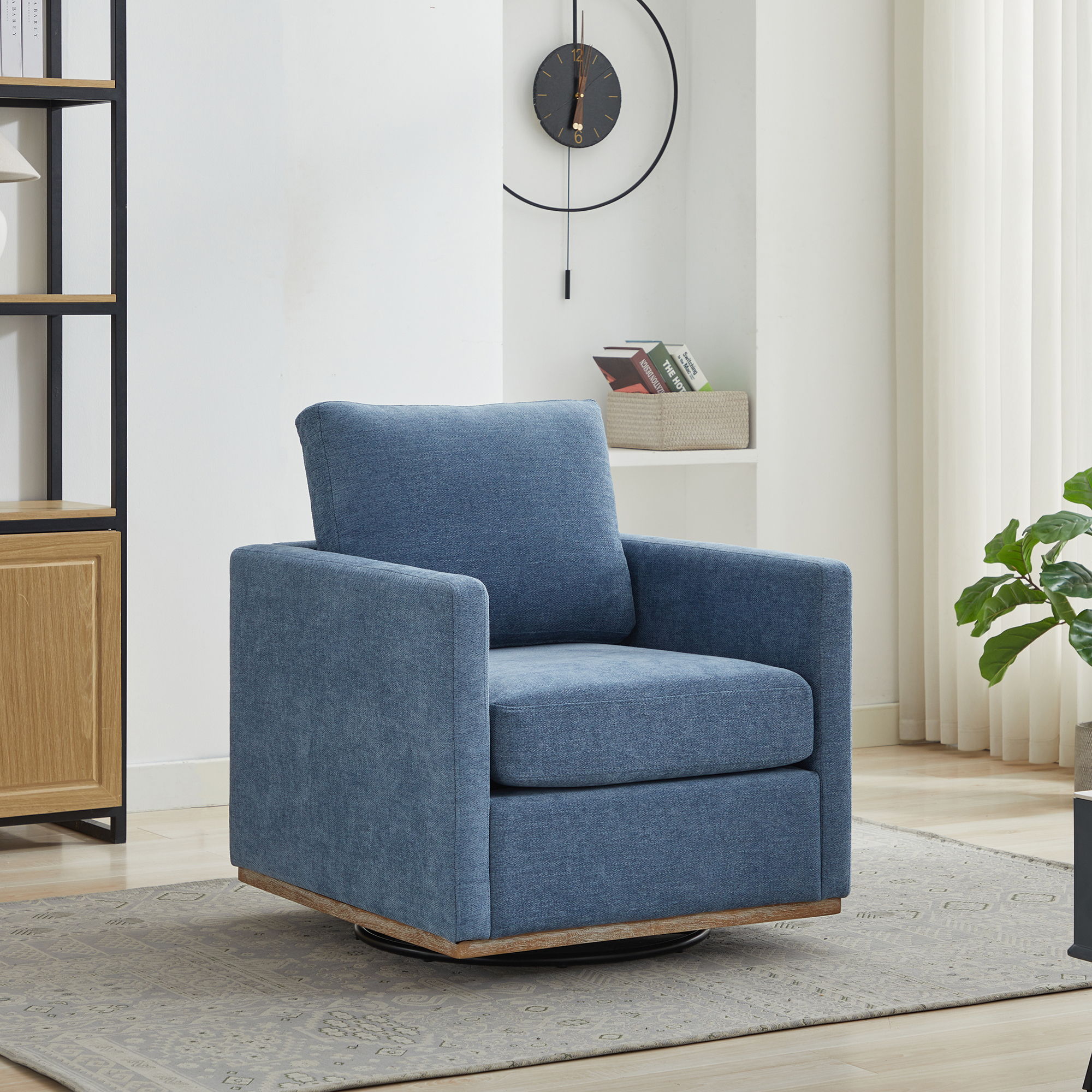 Square Upholstered Swivel Accent Chair For Living Room