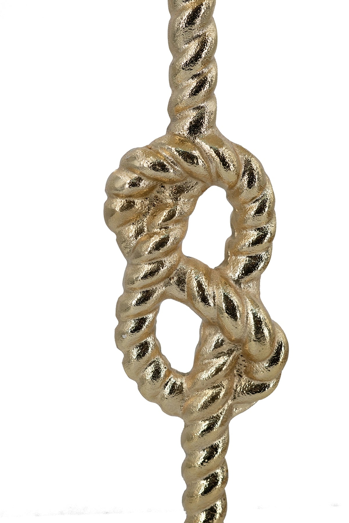 13.8x13.8x24 Gold Side Table with Rope Knot Design and White Marble Base