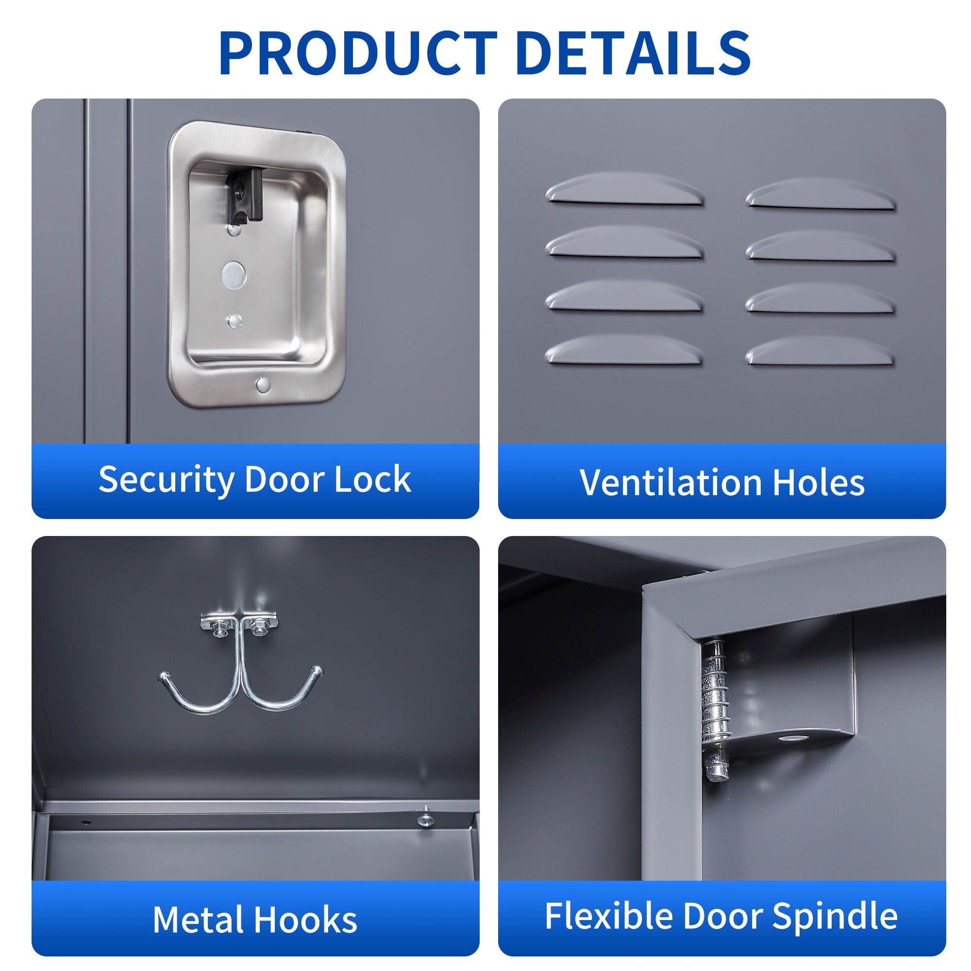 12 Door Lockers With Lock For Secure Storage Construction - Gray