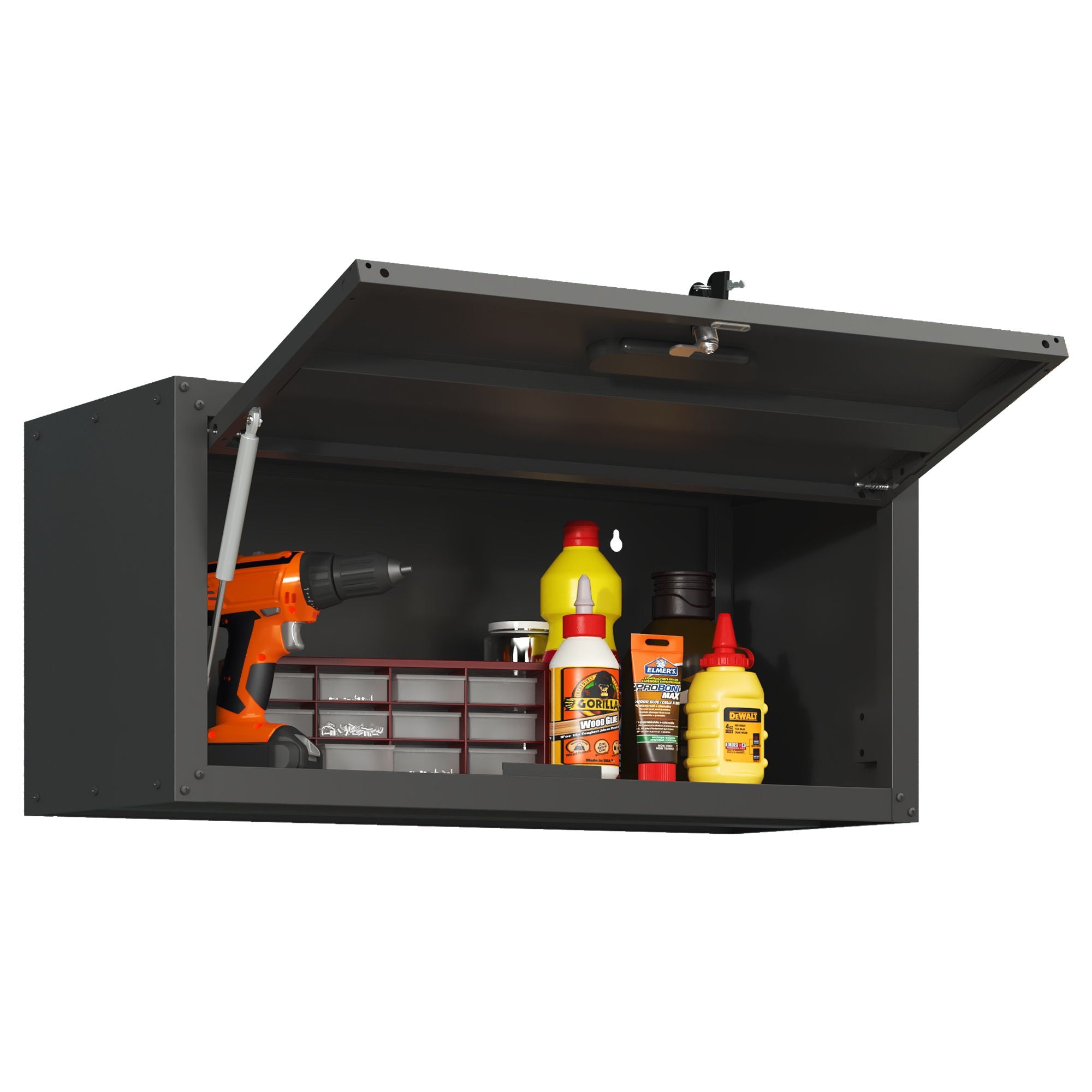 Heavy Duty, Metal Wall Mounted Tool Storage Cabinet Steel Metal Garage Storage Cabinet - Black / Gray