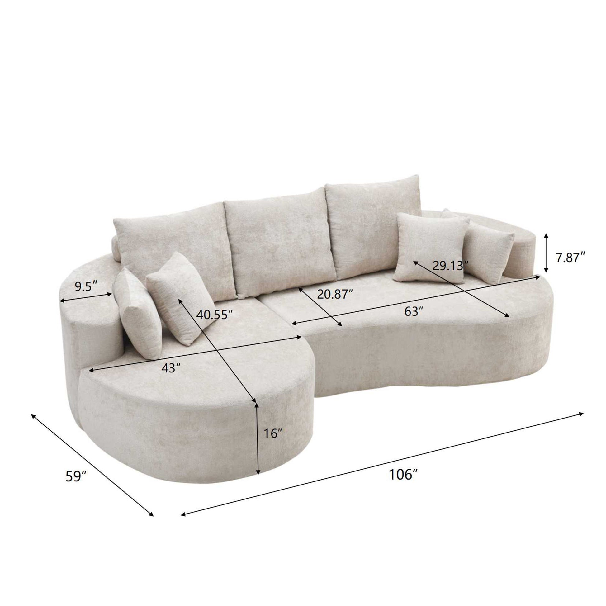 2 Piece Fabric Cloud Curved Sectional Sofa With Chaise For Living Room - Best Buy Furniture