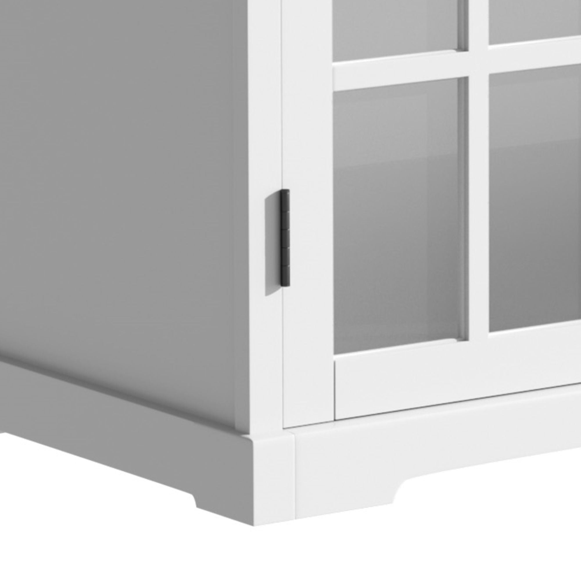 Modern Bathroom Vanity With Ceramic Sink, Tempered Blurred Glass Doors