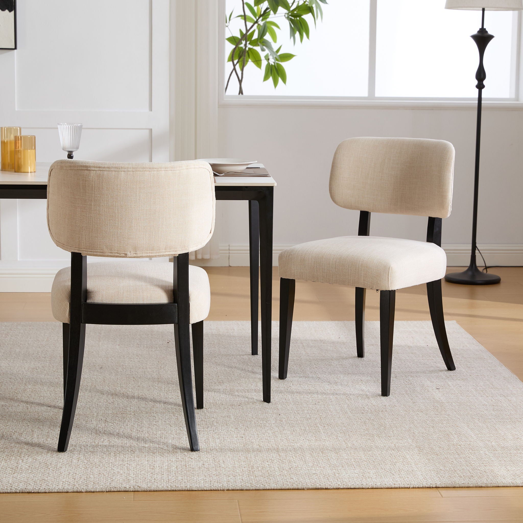 Kitchen Dining Chairs (Set of 2) - Cream