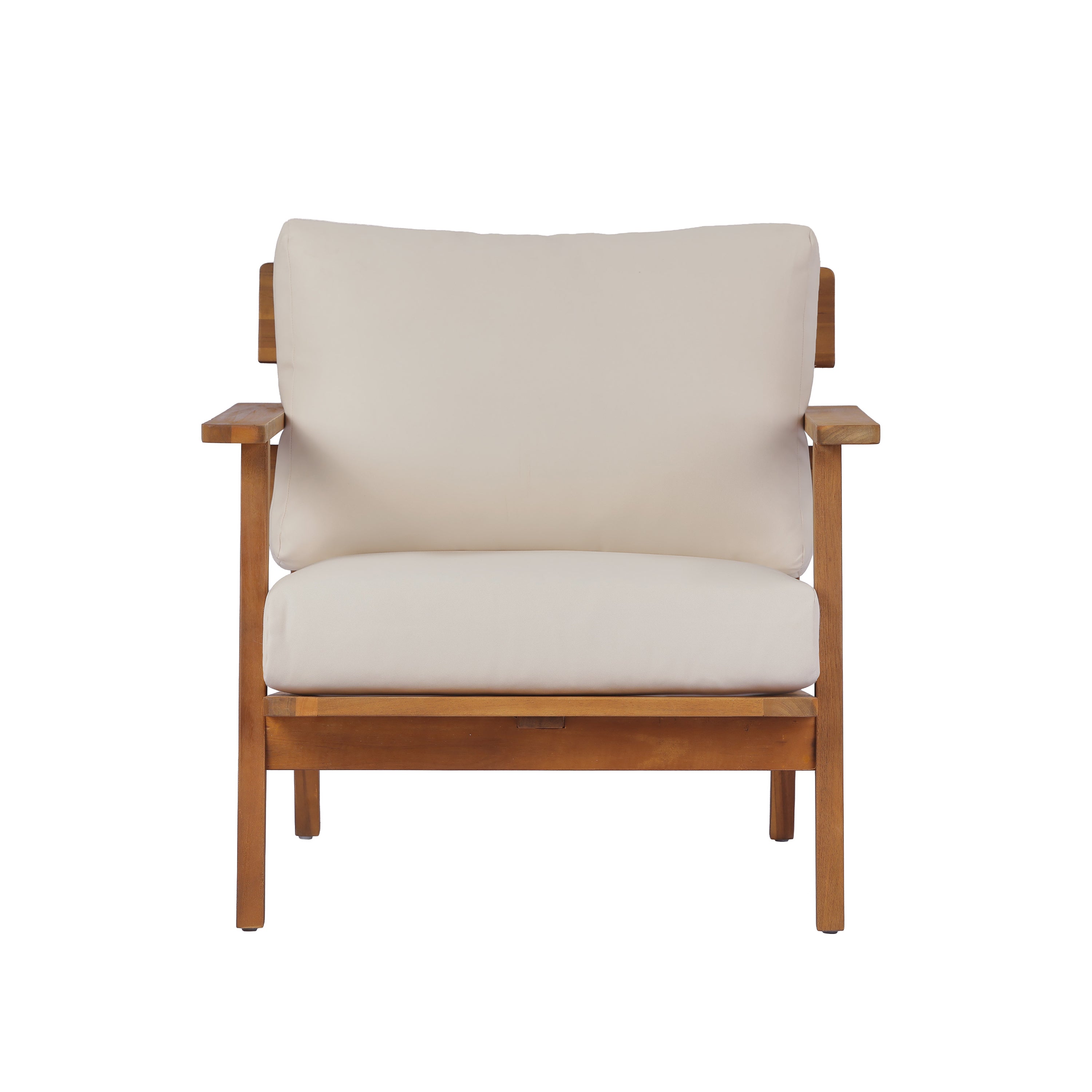 29.5' Mid-Century Modern Acacia Wood Outdoor Club Chair