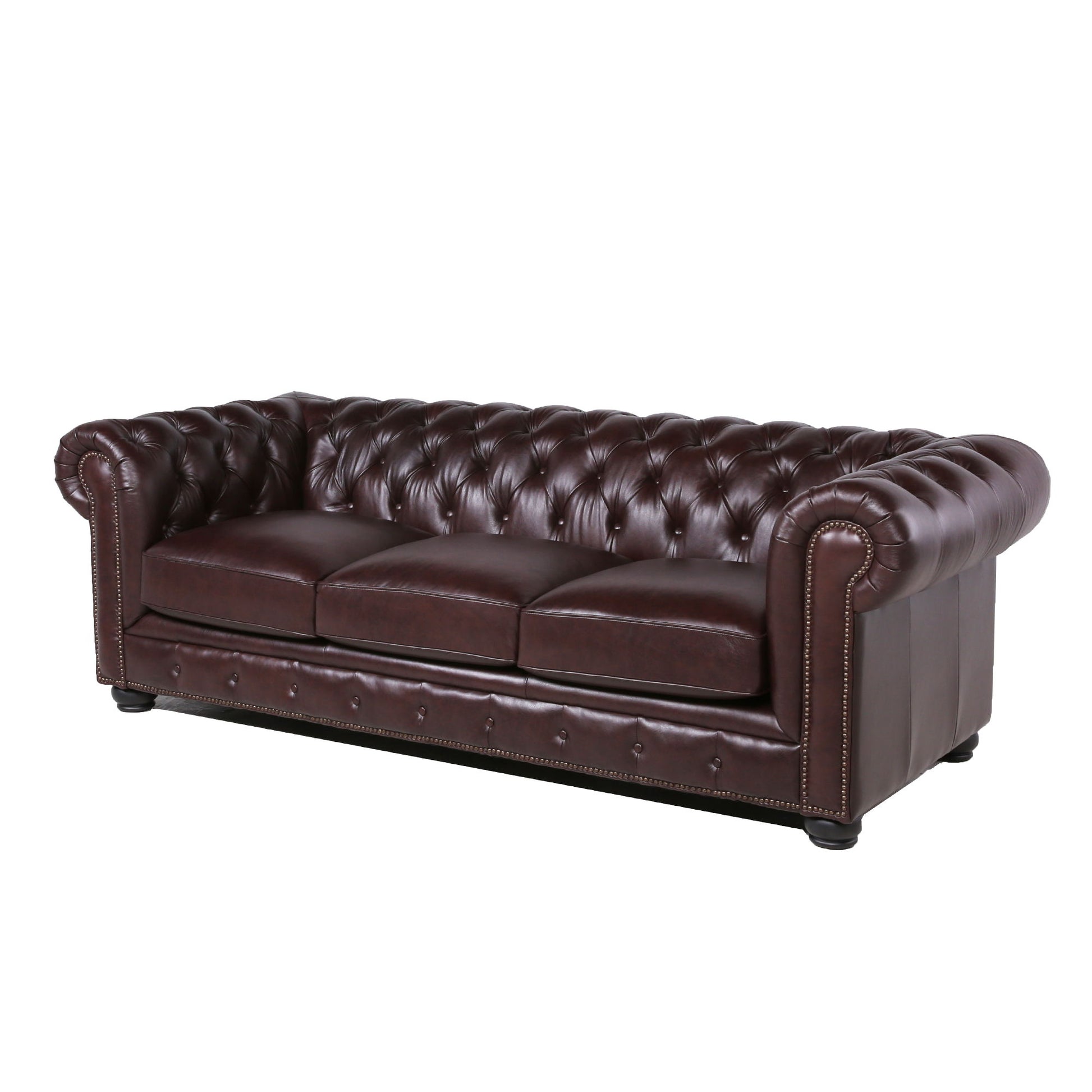 Traditional Tufted Leather Chesterfield Nailhead Sofa - Best Buy Furniture