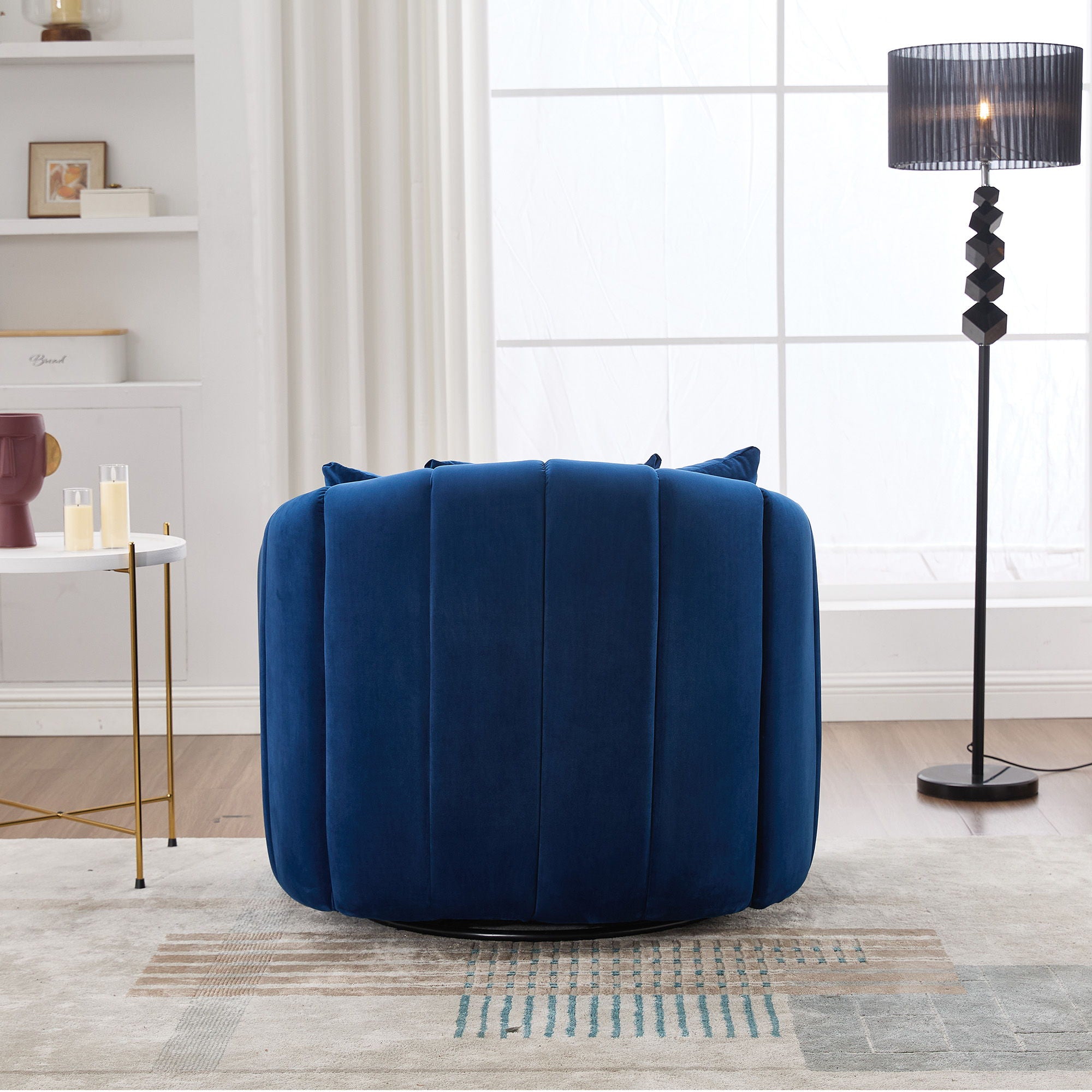 Upholstered Oversized 360° Swivel Accent Barrel Chair And Half Cozy Sofa With 3 Pillows