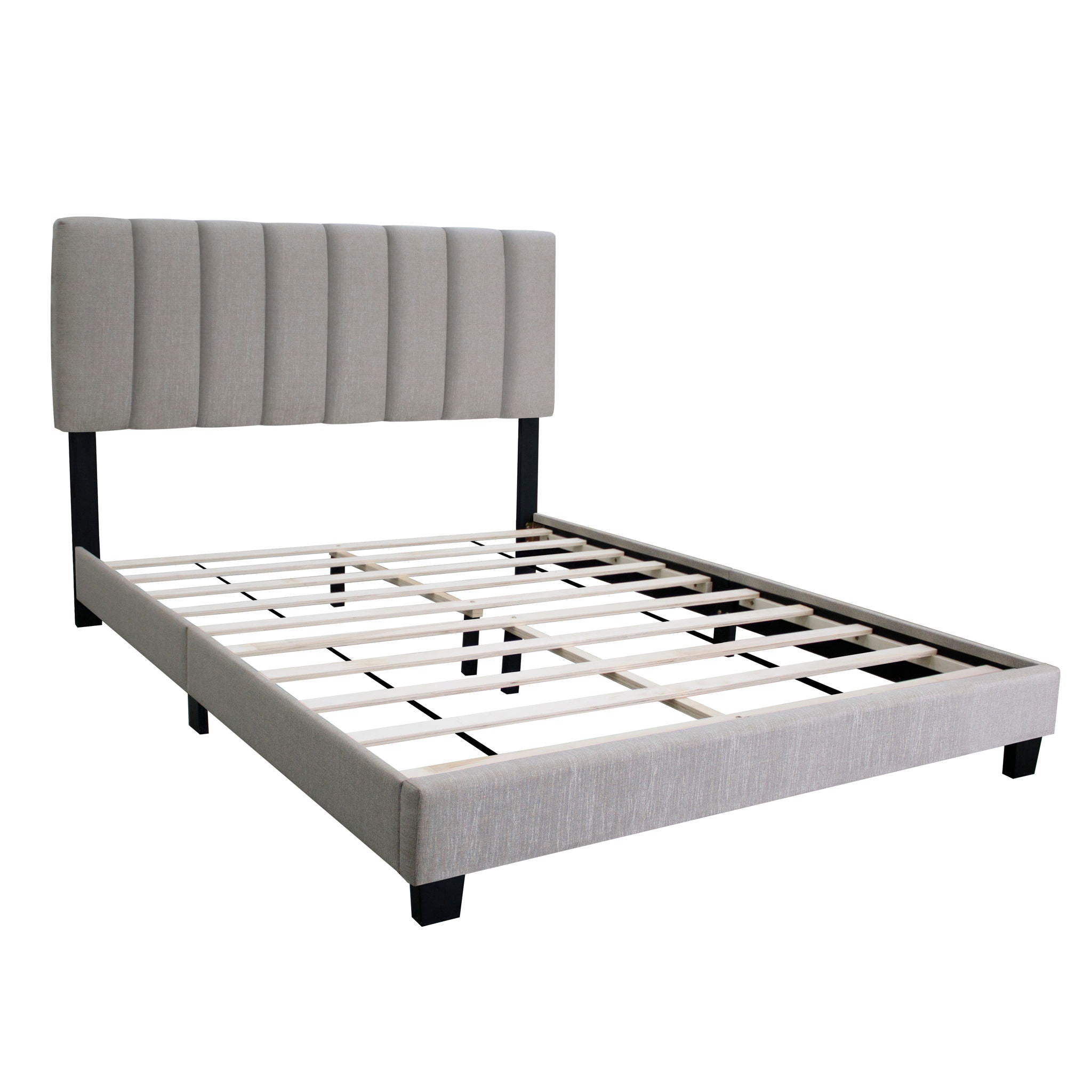 Queen Size Adjustable Headboard Upholstered Bed Frame The Combination Of Modern And Vintage Makes The Whole Visual Effect More Exquisite