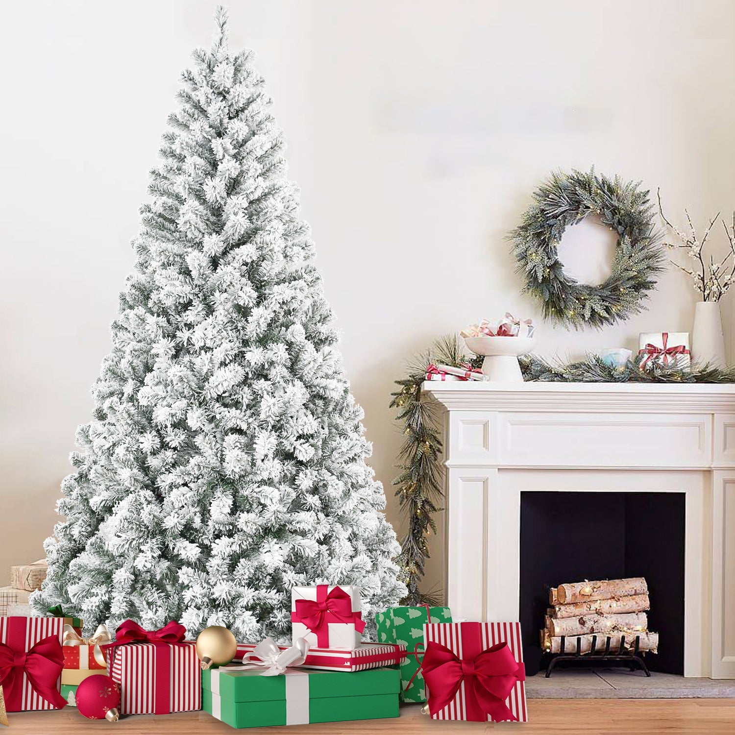 4FT Flocked Christmas Tree – Snowy PVC Artificial Holiday Tree with 233 Tips
