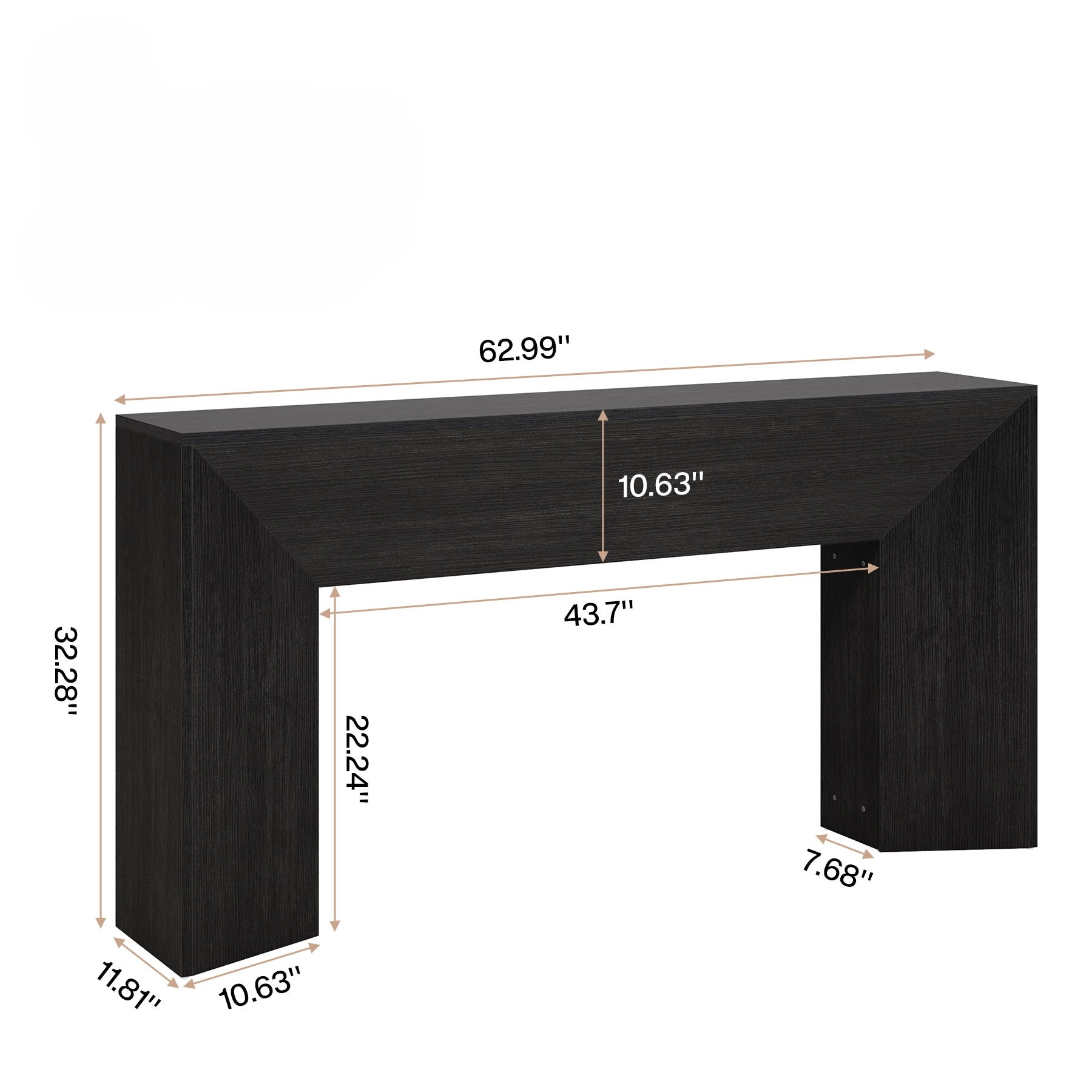 Extra Long Console Table Table Behind Couch For Hallway & Living - Black