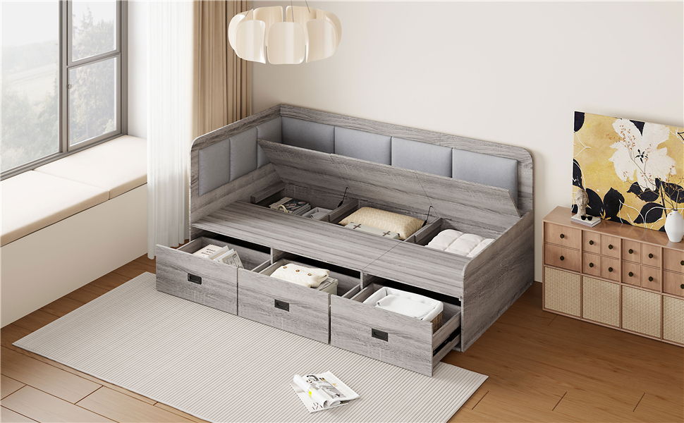 Daybed With 3 Drawers And 3 Storage Compartments
