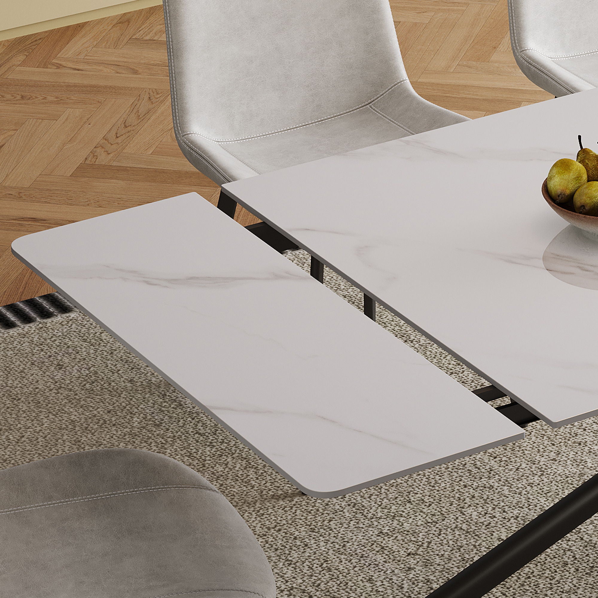 Retractable Sintered Stone Dining Table Set With Chairs