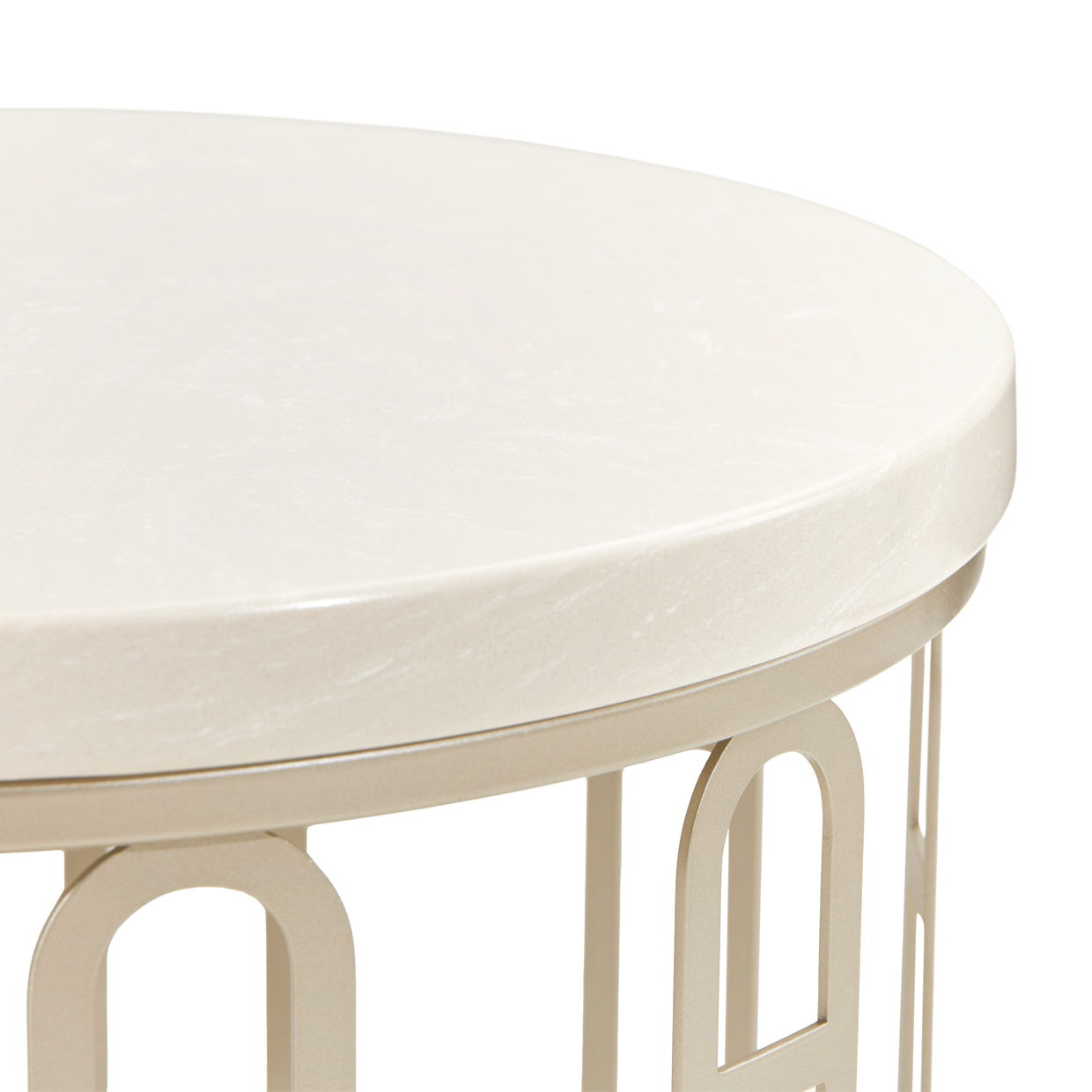 La Marisia - Marble Chairside Table - Creamy Pearl / Champagne