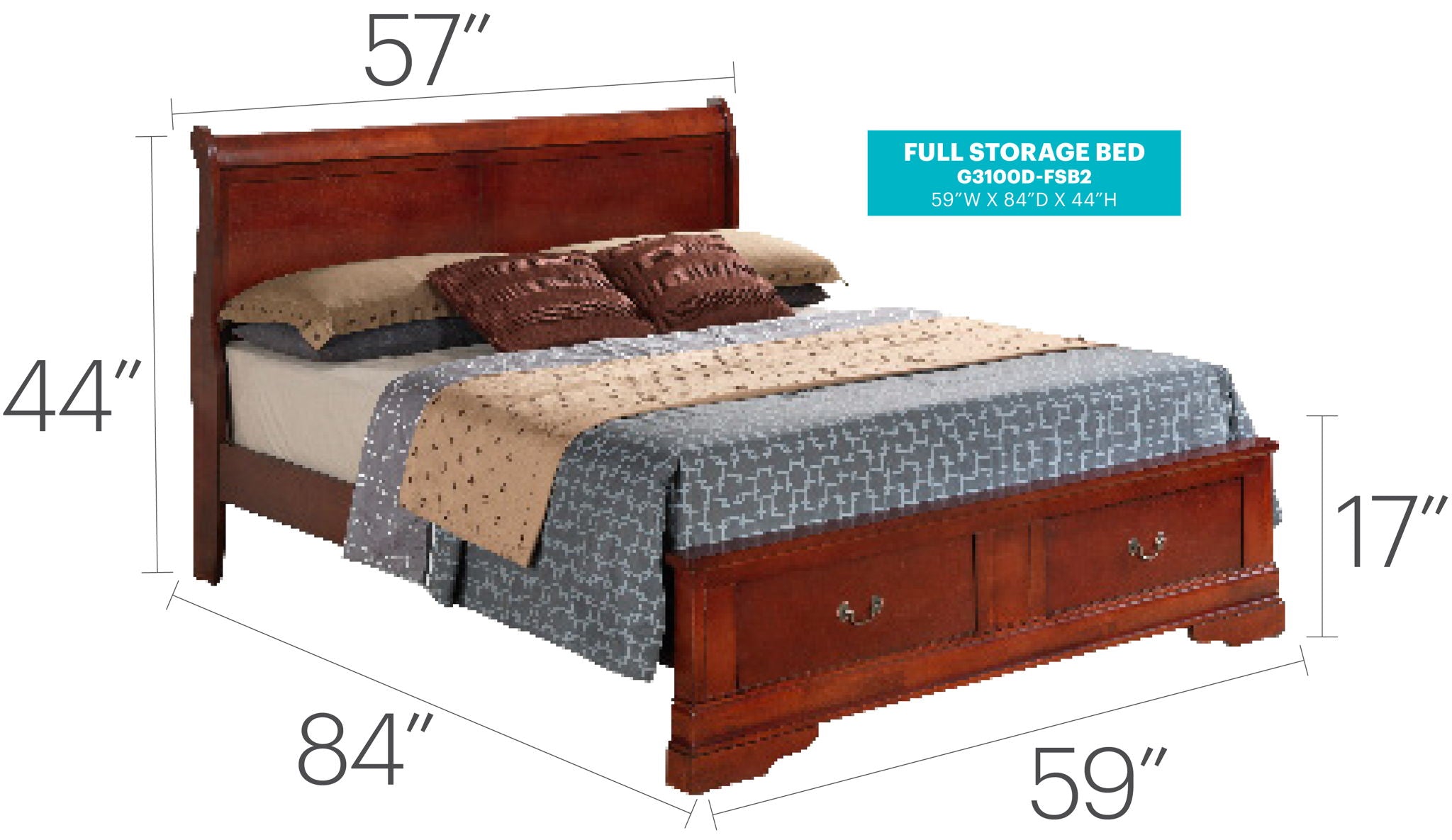 Louis Phillipe - Storage Bed