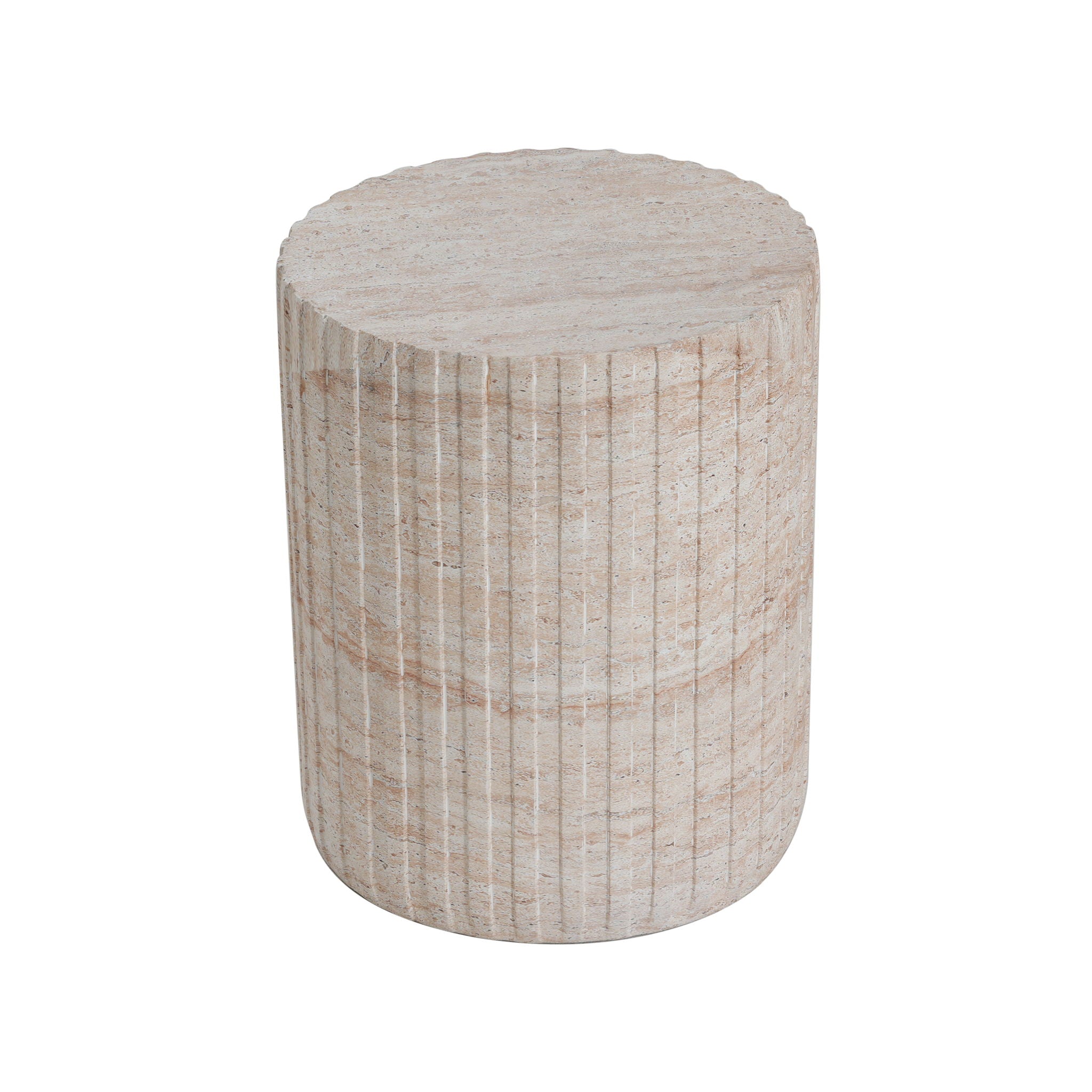 Elegant Outdoor / Indoor Lightweight Concrete Side Table With Travertine - Beige - Best Buy Furniture