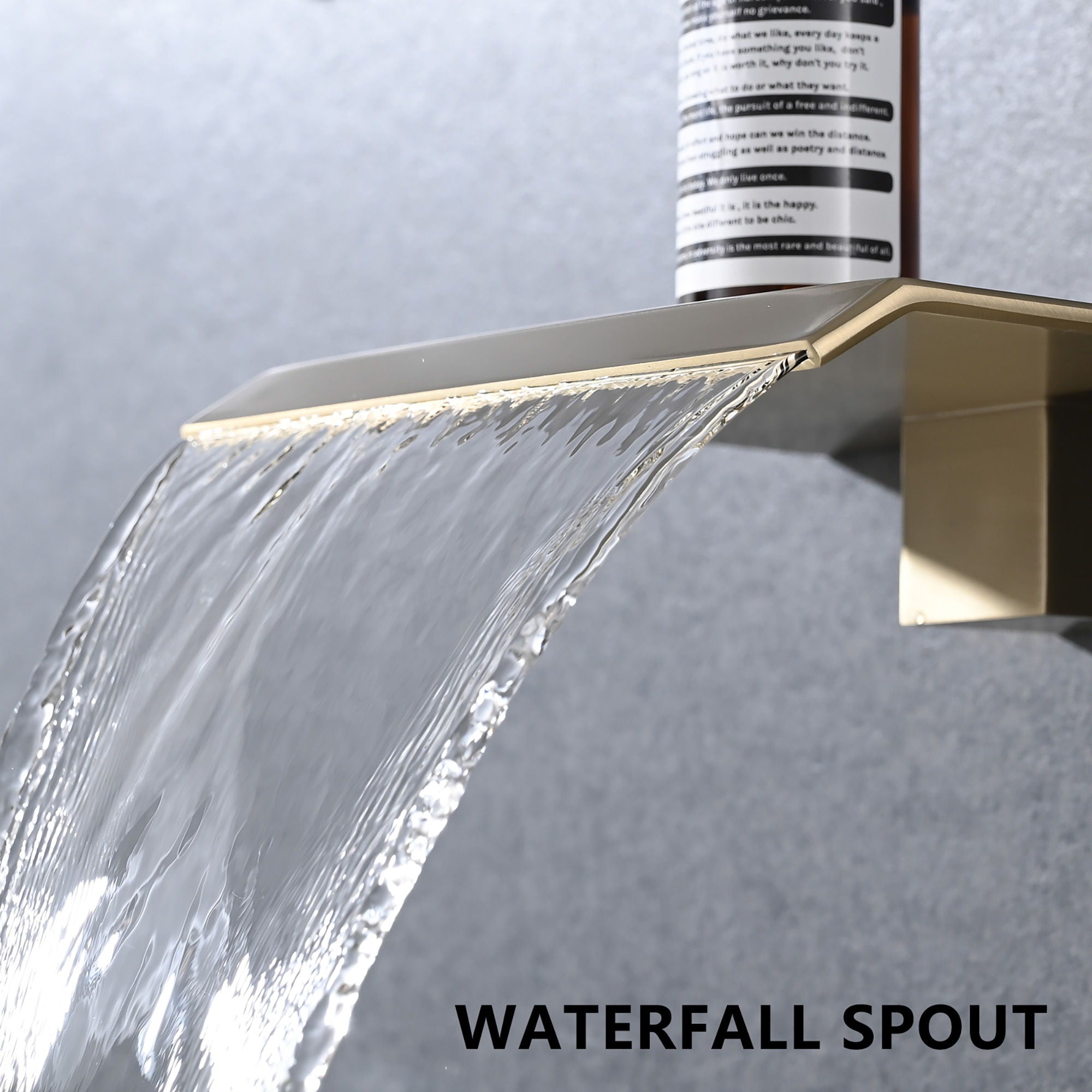 Modern Wall Mount Bathtub Faucet With Waterfall Spout And Single Handle Control - Brushed Gold