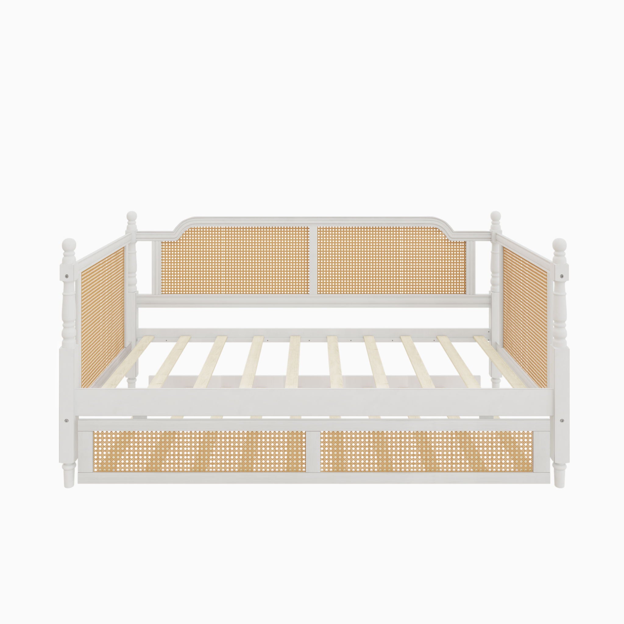 Traditional Style Rattan Daybed, No Box Spring Needed