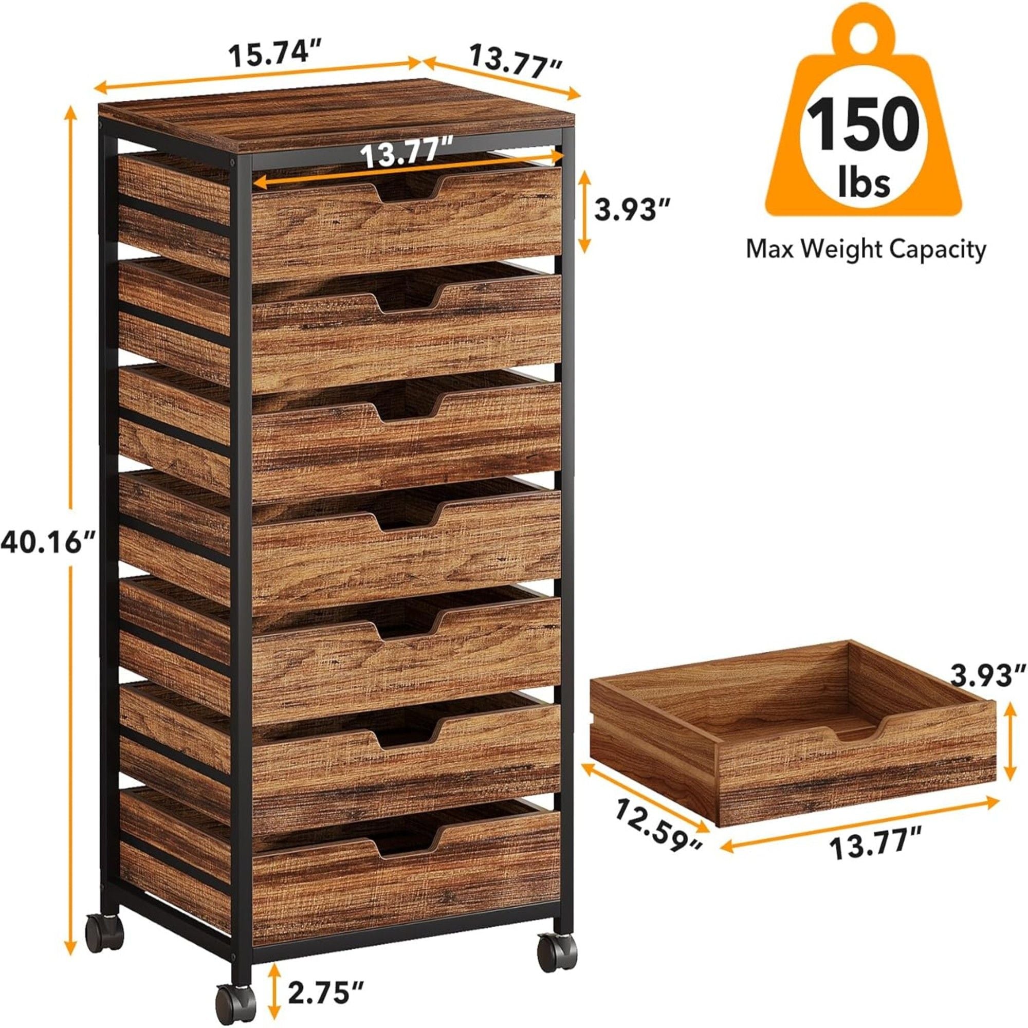 Storage Chest With Wheels, Mobile Drawer Unit