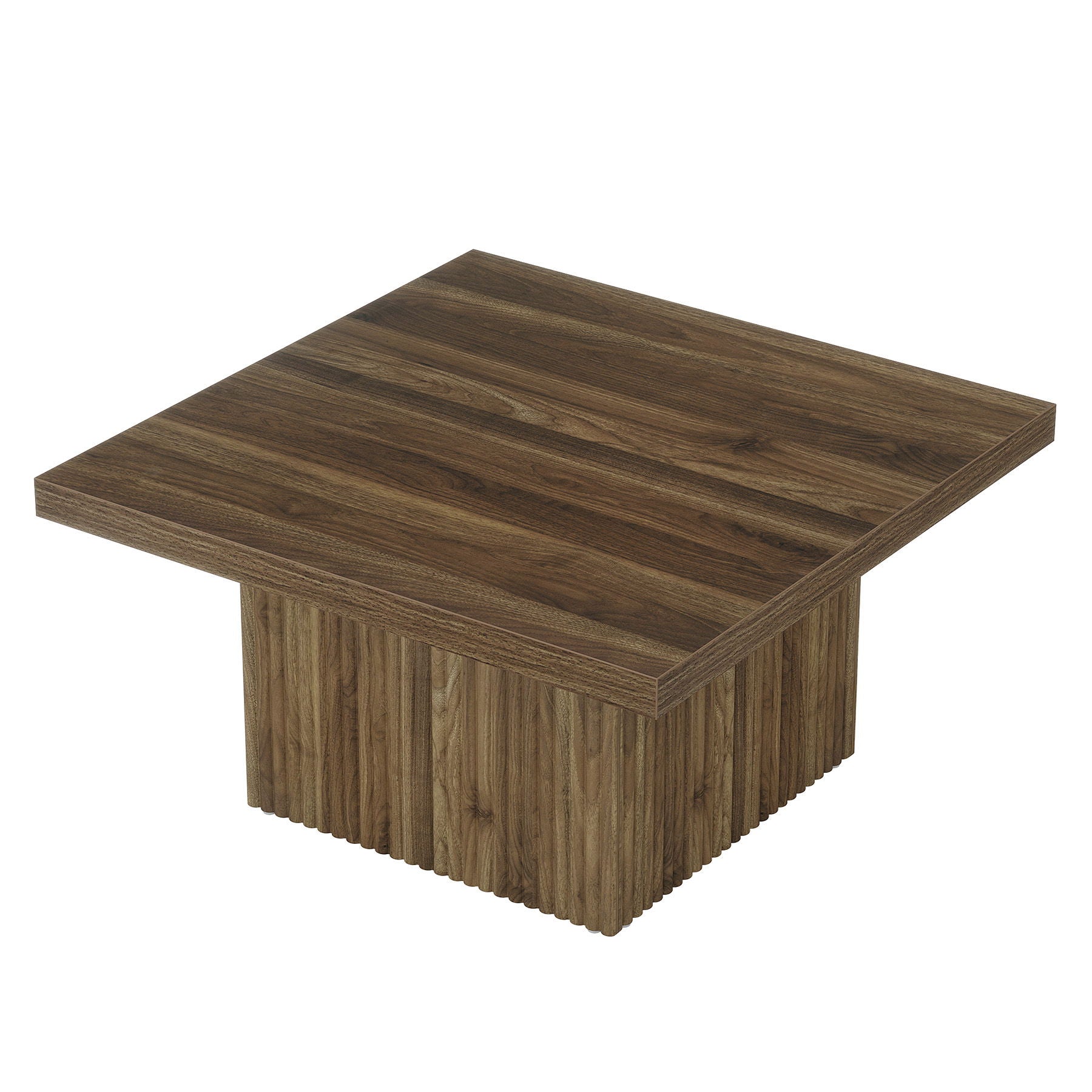 Square Coffee Table With Half Round Base - Brown