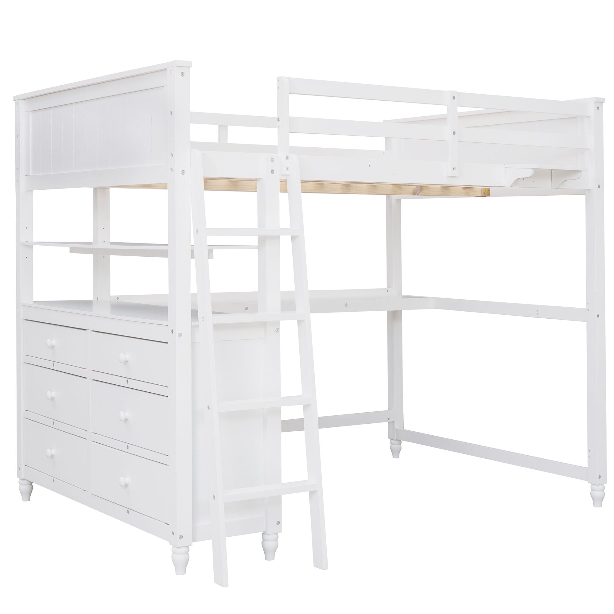 Loft Bed With Drawers With Desk And Shelves