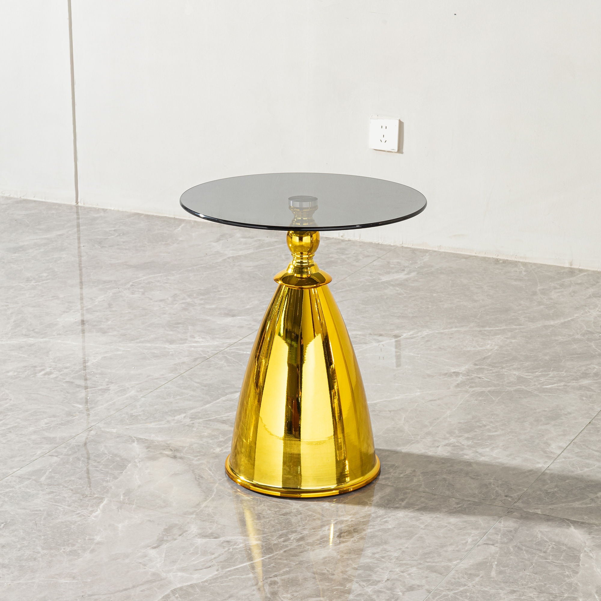 Modern Living Room Coffee Table With Tempered Glass Carbon Steel - Gold