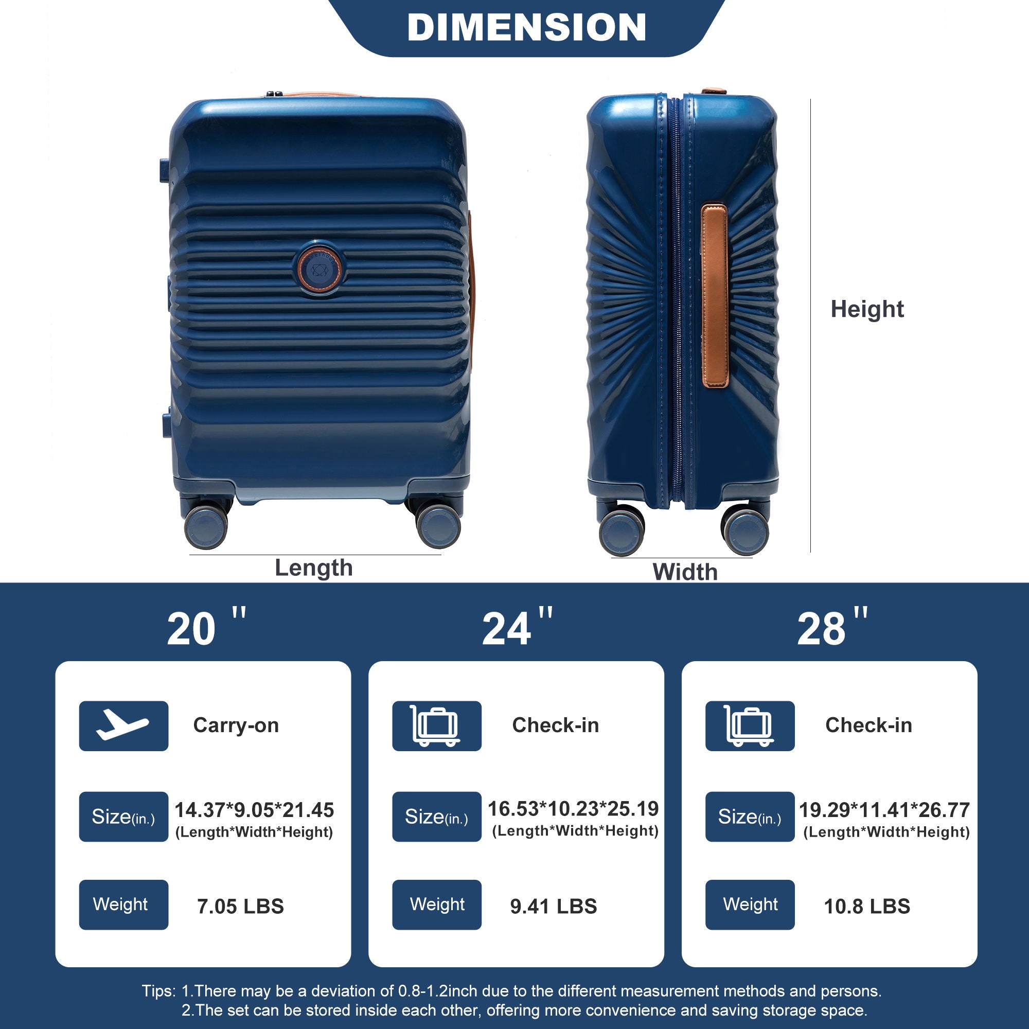 28" Luggage Lightweight Suitcase Tsa Lock USB Port Luggage Wheel