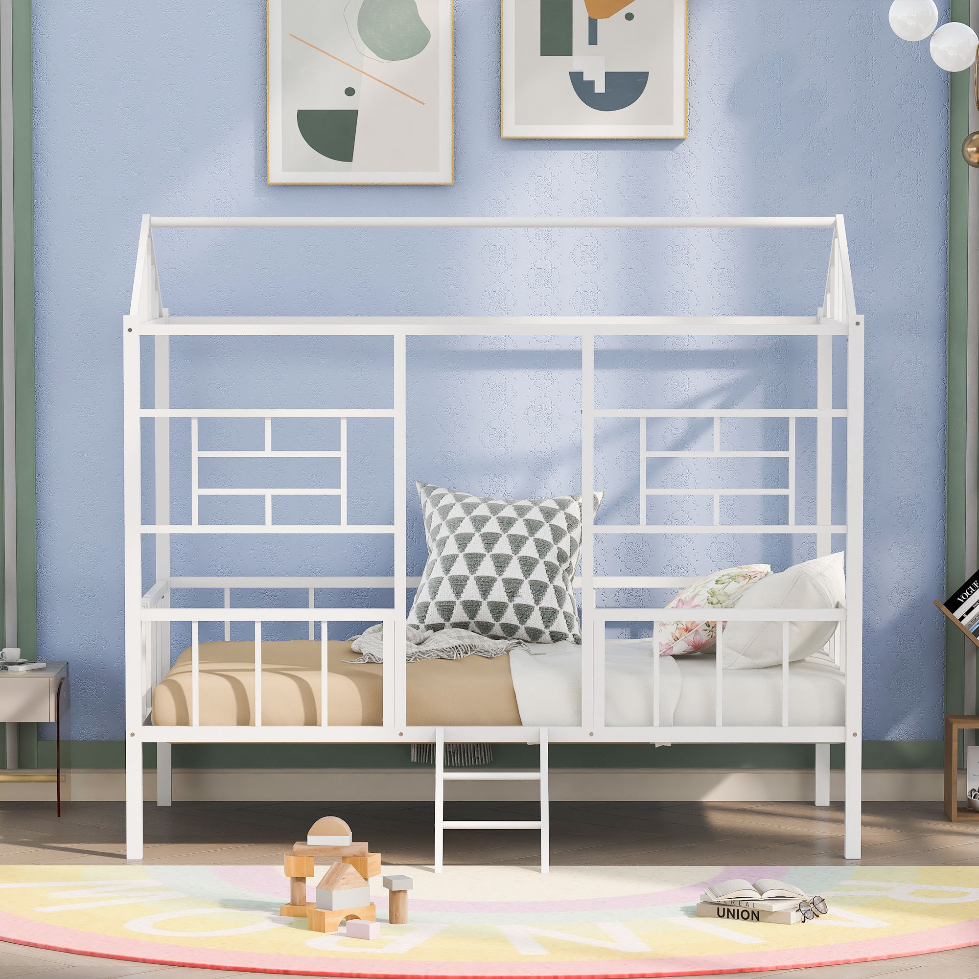 House Bed Frame With Slatted Support, No Box Spring Needed