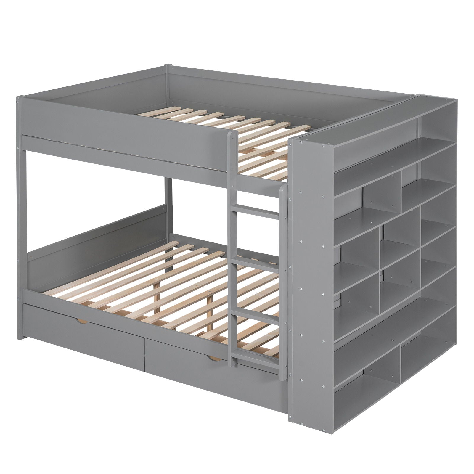Bunk Bed With 2 Drawers And Multi Layer Cabinet