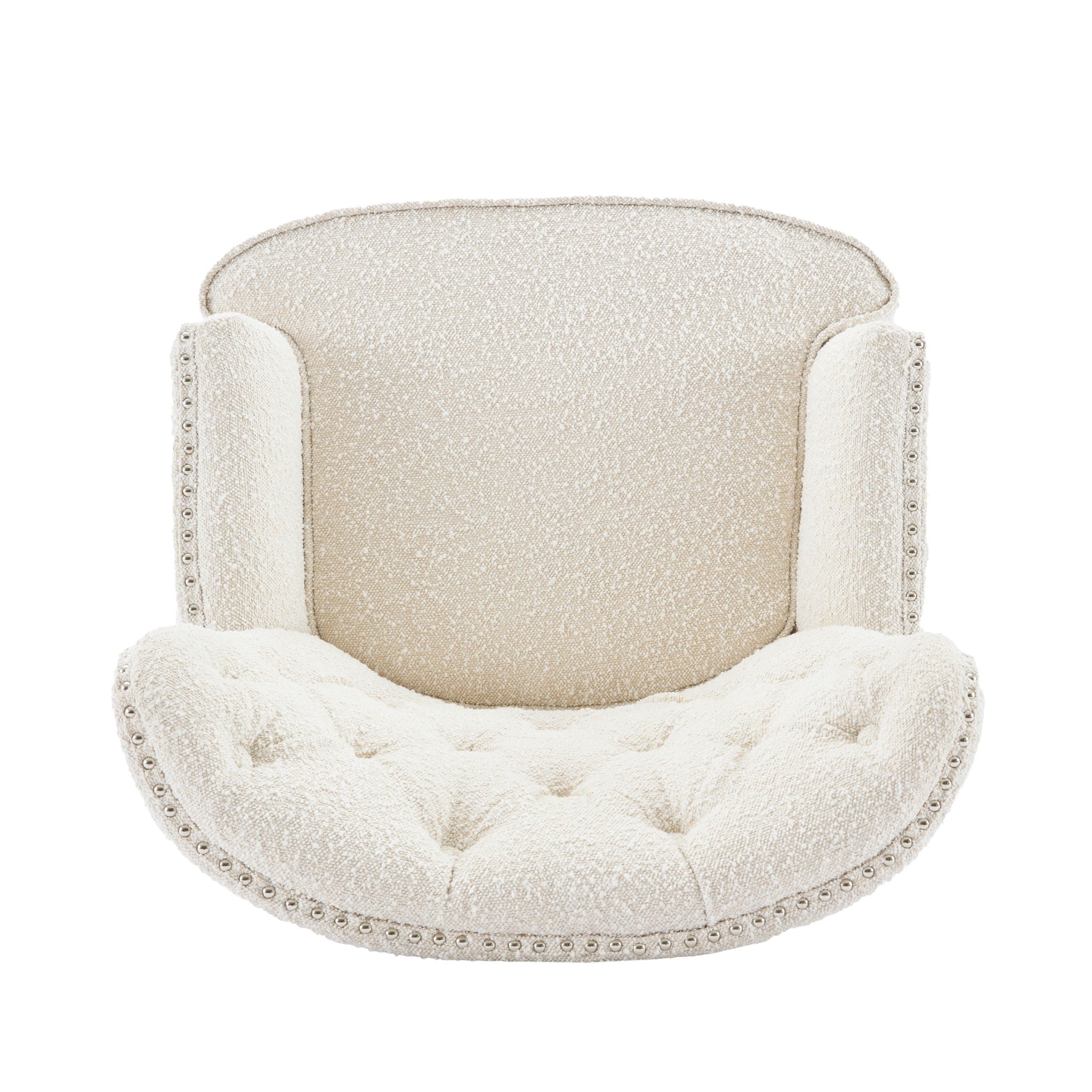 Vintage Style Club Chair, Granular Plush Fabric, Rubber Wood Legs - Almond