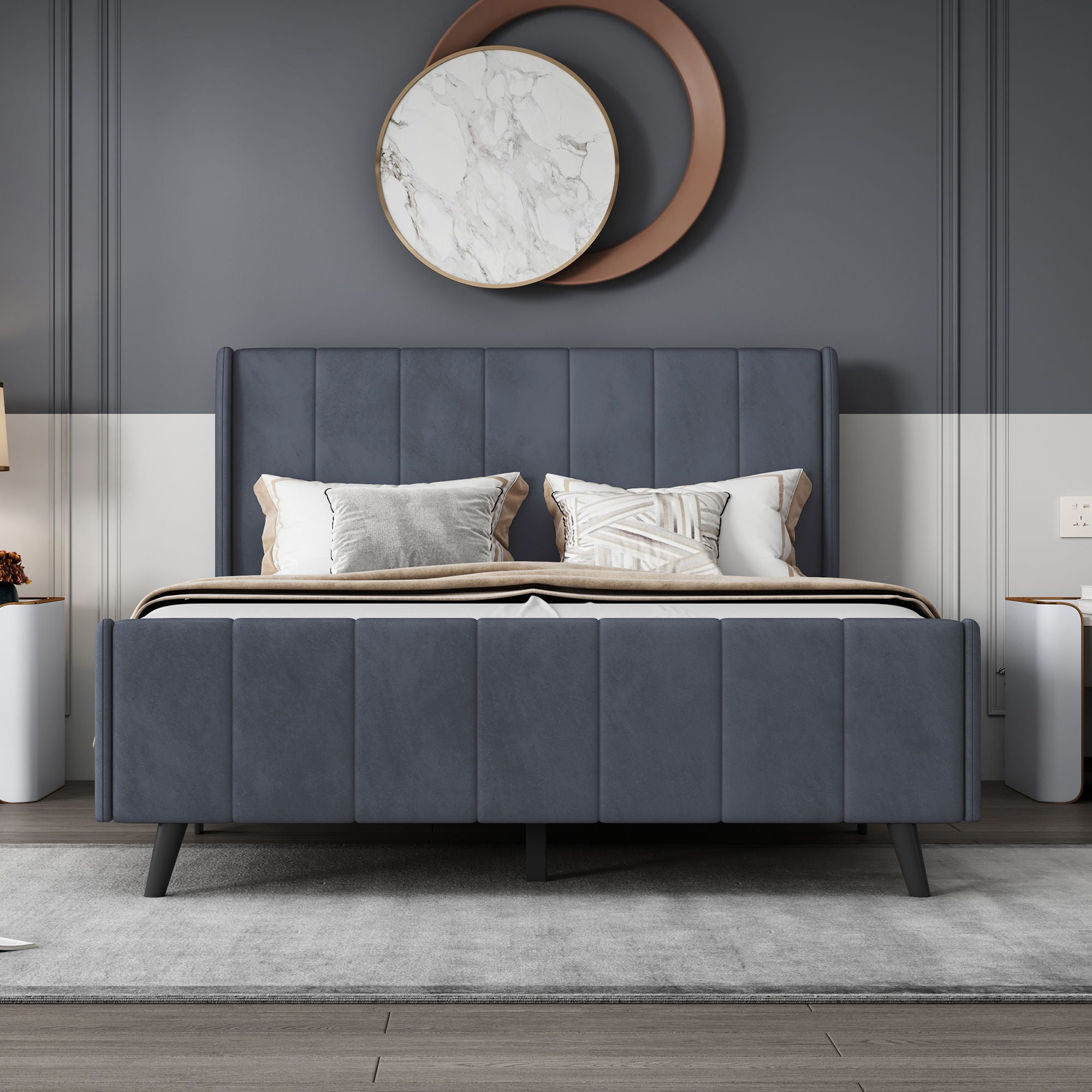 Upholstered Platform Bed Velvet