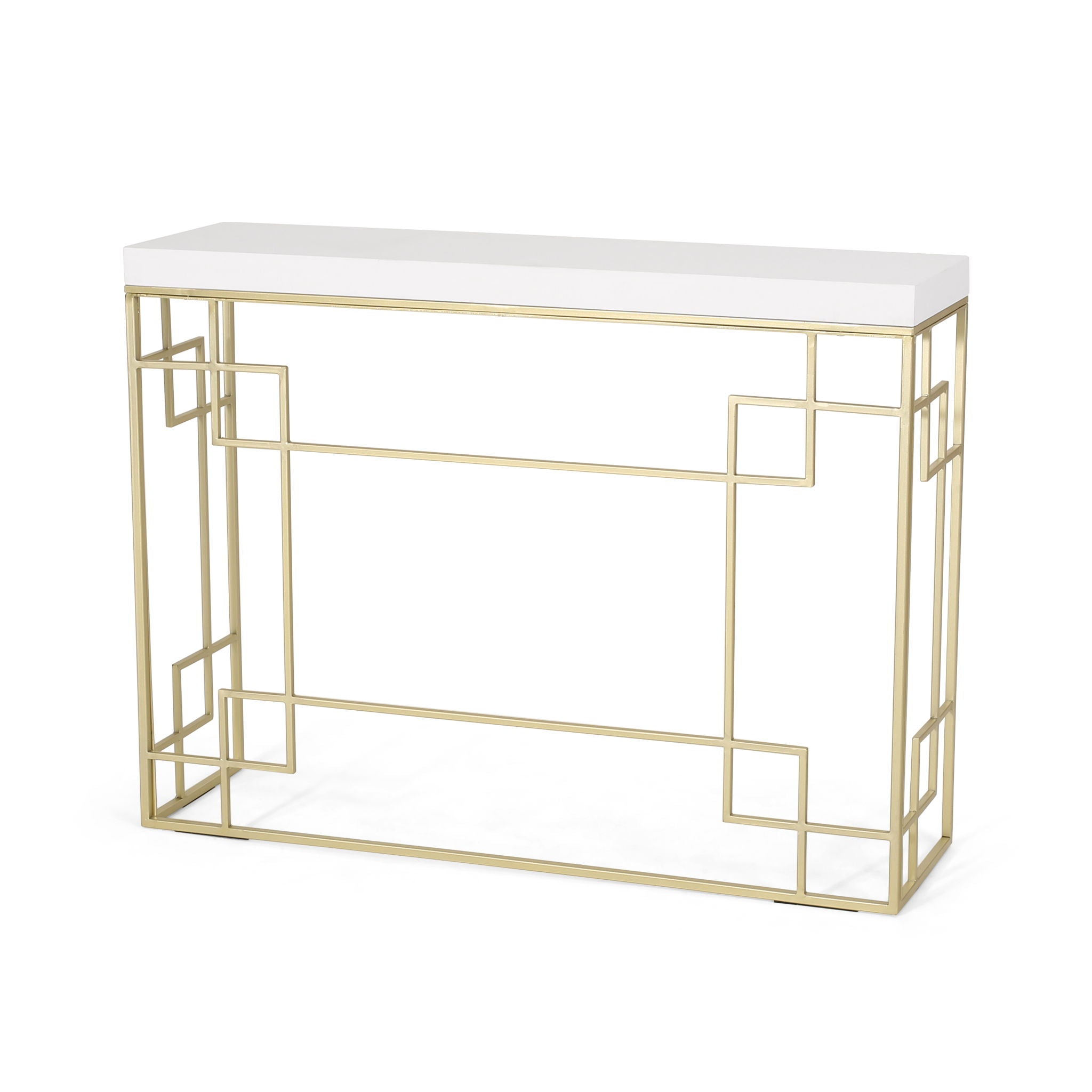 Modern Glam Console Table With Geometric Design - Gold
