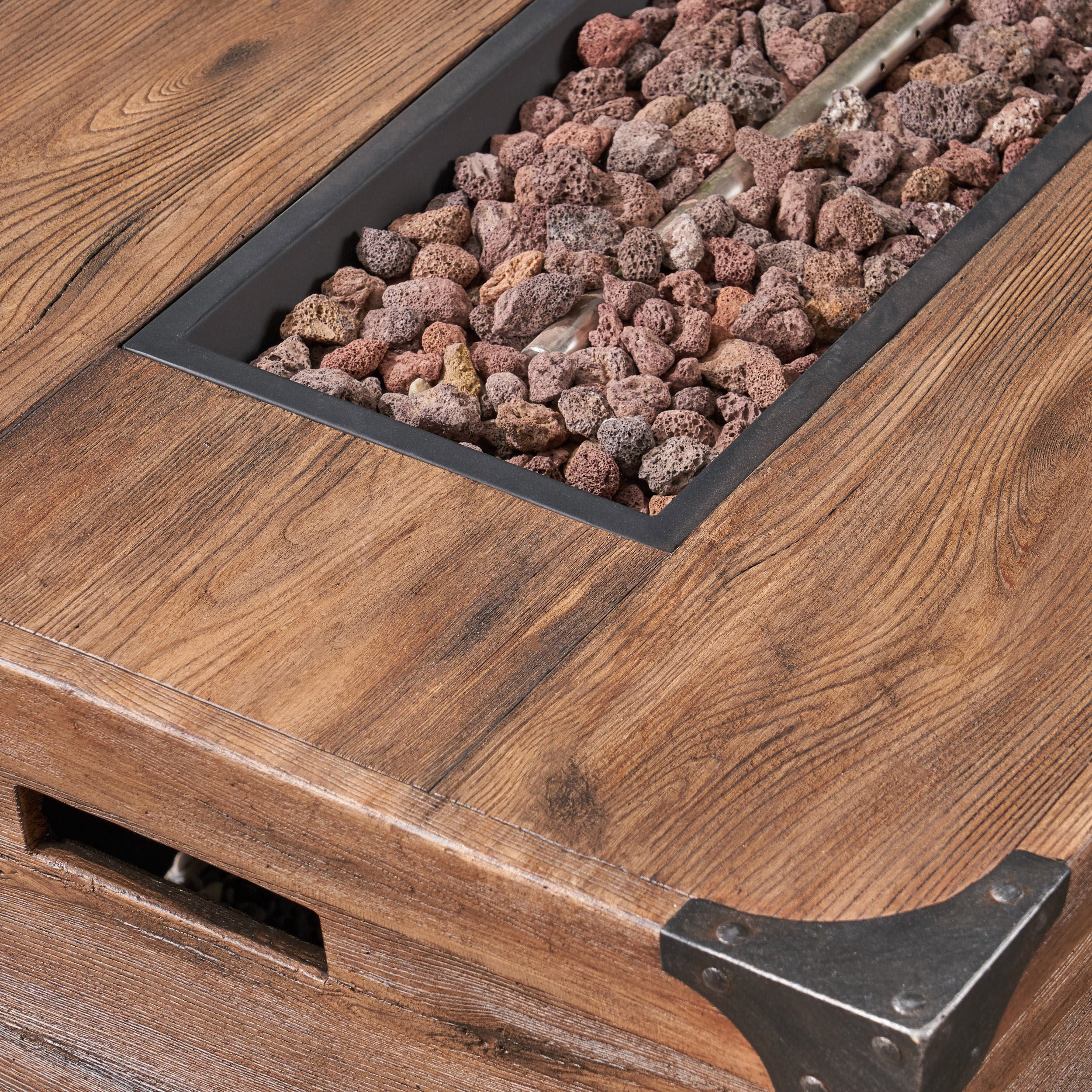 56" Outdoor Patio Rectangle Gas Burning MgO Fire Pit