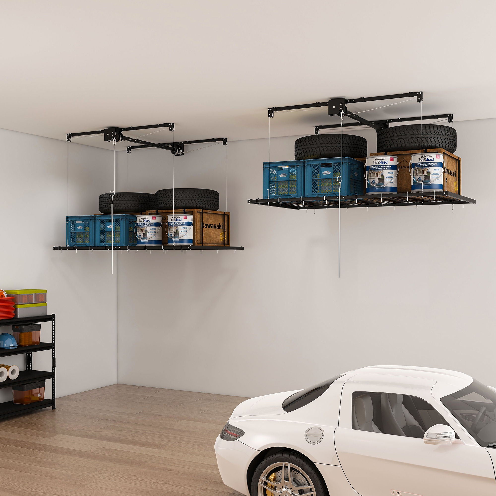 4 X 8 Ft Overhead Garage Storage Rack - Black