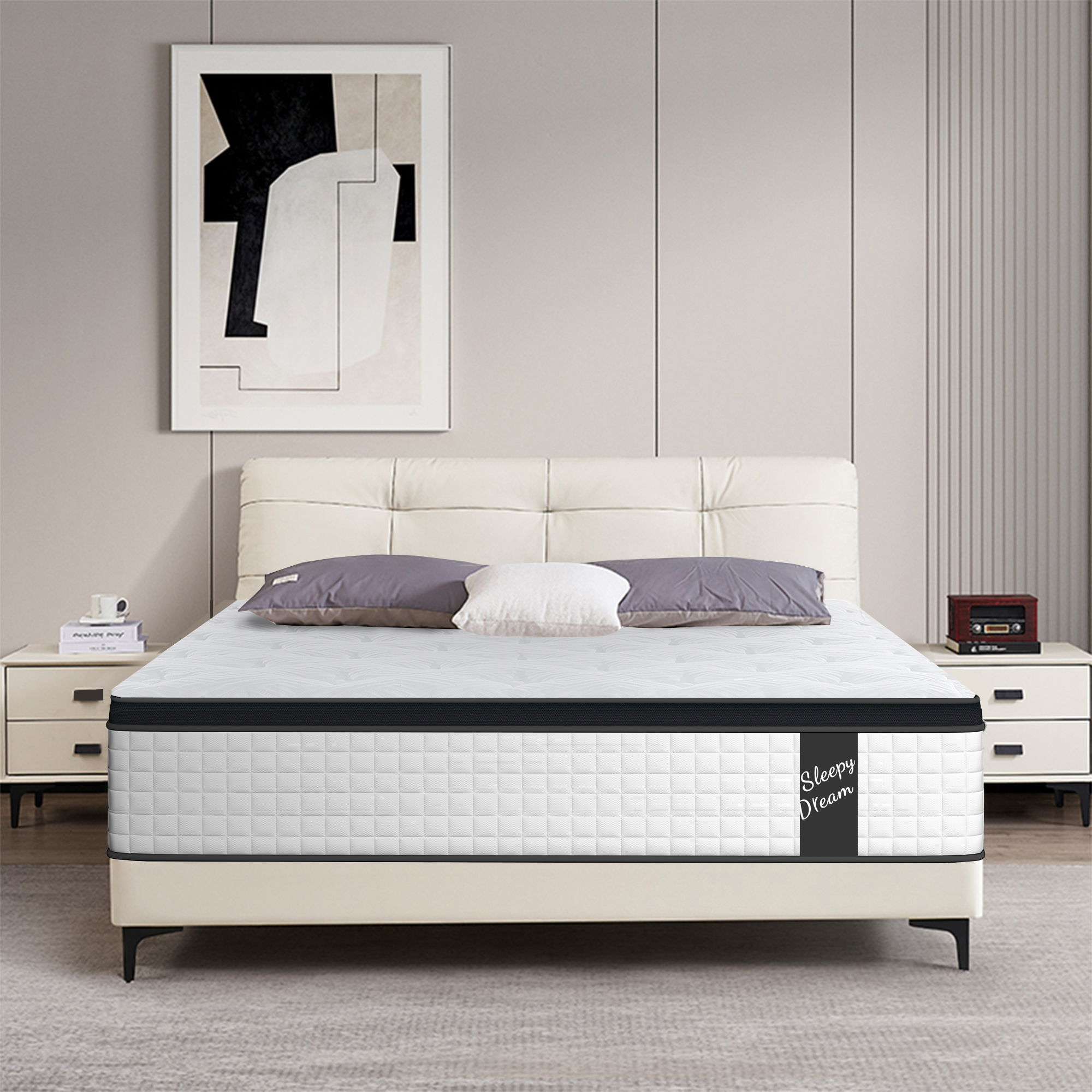 12" Hybrid Mattress Individual Pocket Spring, 7 Zoned Memory Foam