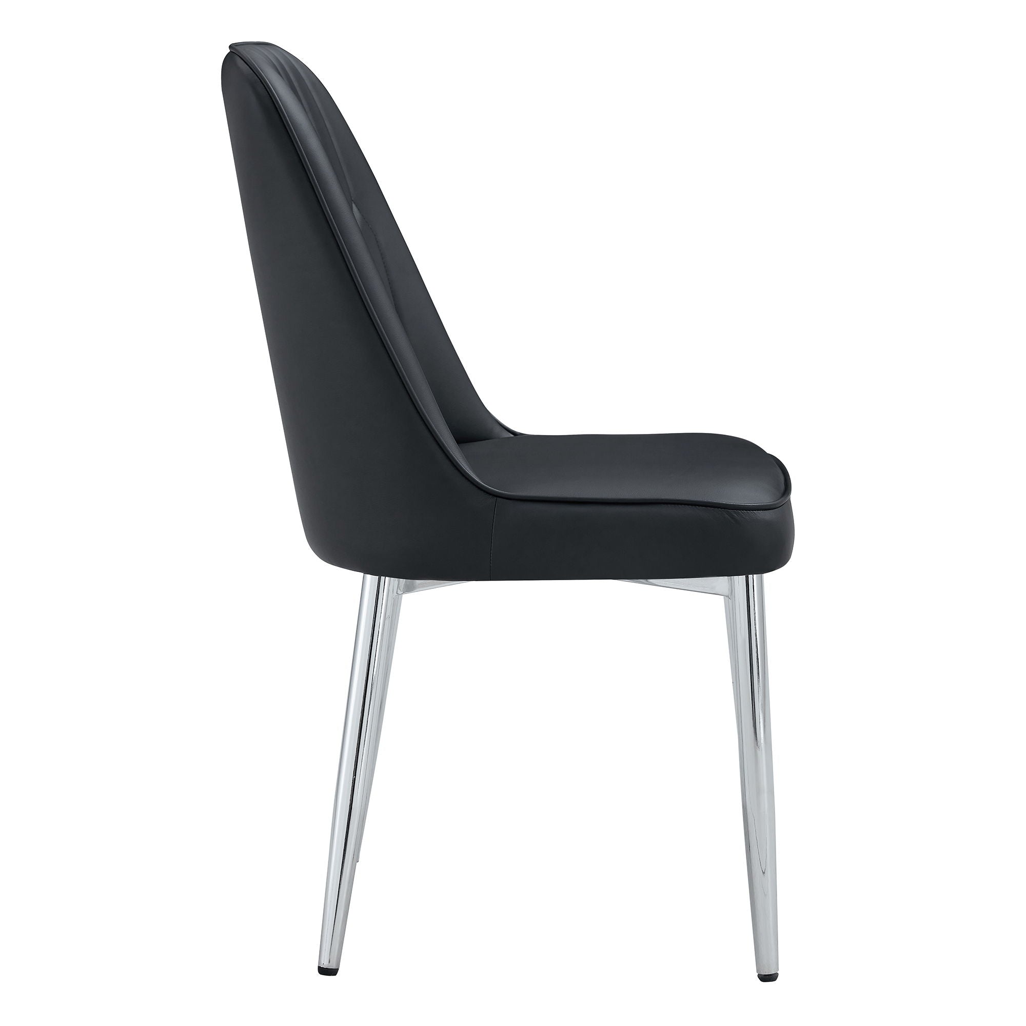 Modern Dining Chairs (Set of 4) With Backrest And Silver Metal Legs For Home And Office - Black