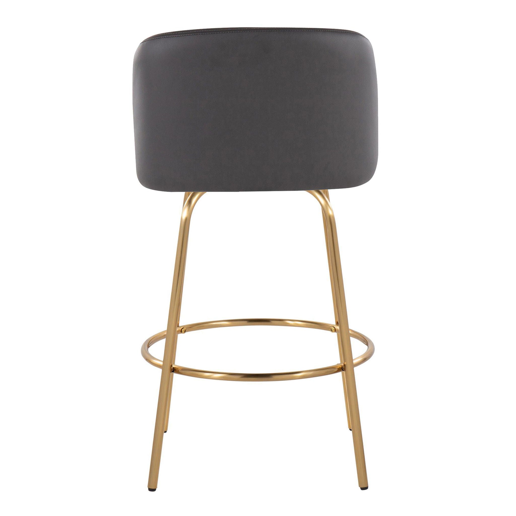 Toriano - Contemporary, Fixed Height Counter Stool With Swivel With Round Footrest (Set of 2)