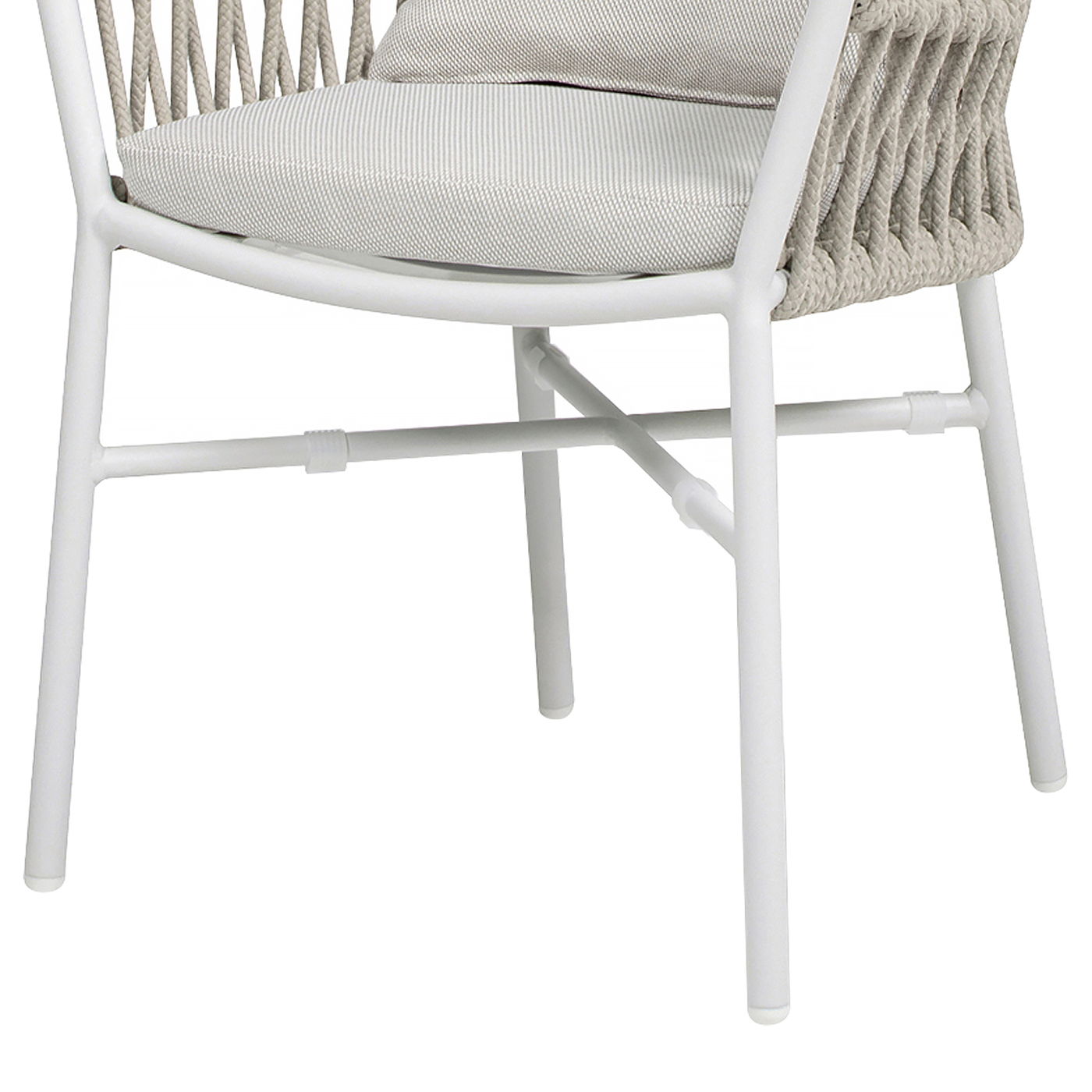 Maiden - Barrel Back Aluminum & Rope Outdoor Patio Dining Chair, Sunproof Olefin (Set of 2)