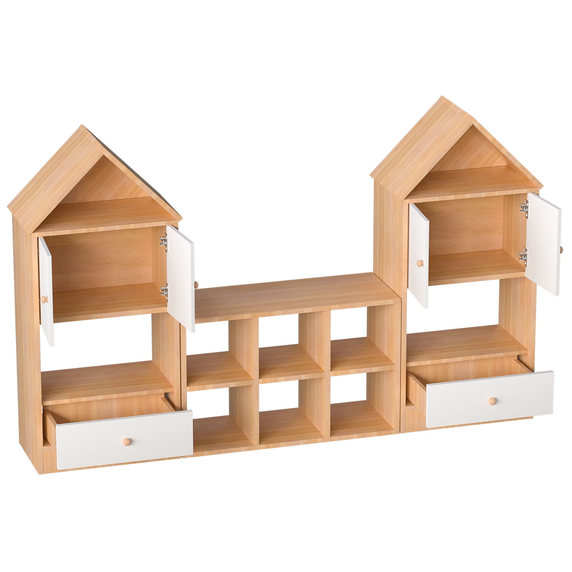 Versatile Children's Bookshelf With House Shaped Design, Multi Functional Storage For Books And Toys